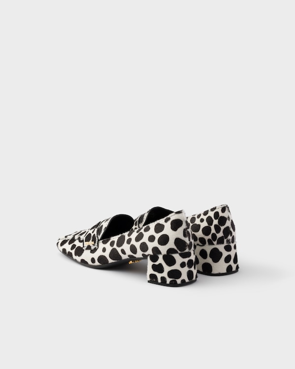 Printed calf hair leather loafers - White/Black Printed calf hair leather loafers - White/Black