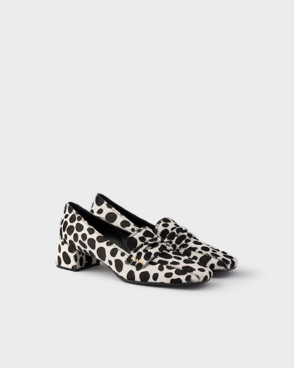 Printed calf hair leather loafers - White/Black Printed calf hair leather loafers - White/Black