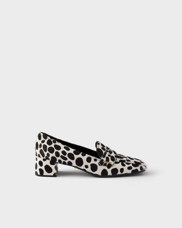 Printed calf hair leather loafers - White/Black Printed calf hair leather loafers - White/Black