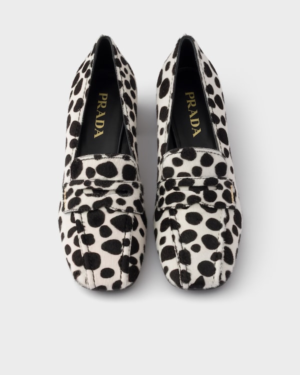 Printed calf hair leather loafers - White/Black Printed calf hair leather loafers - White/Black