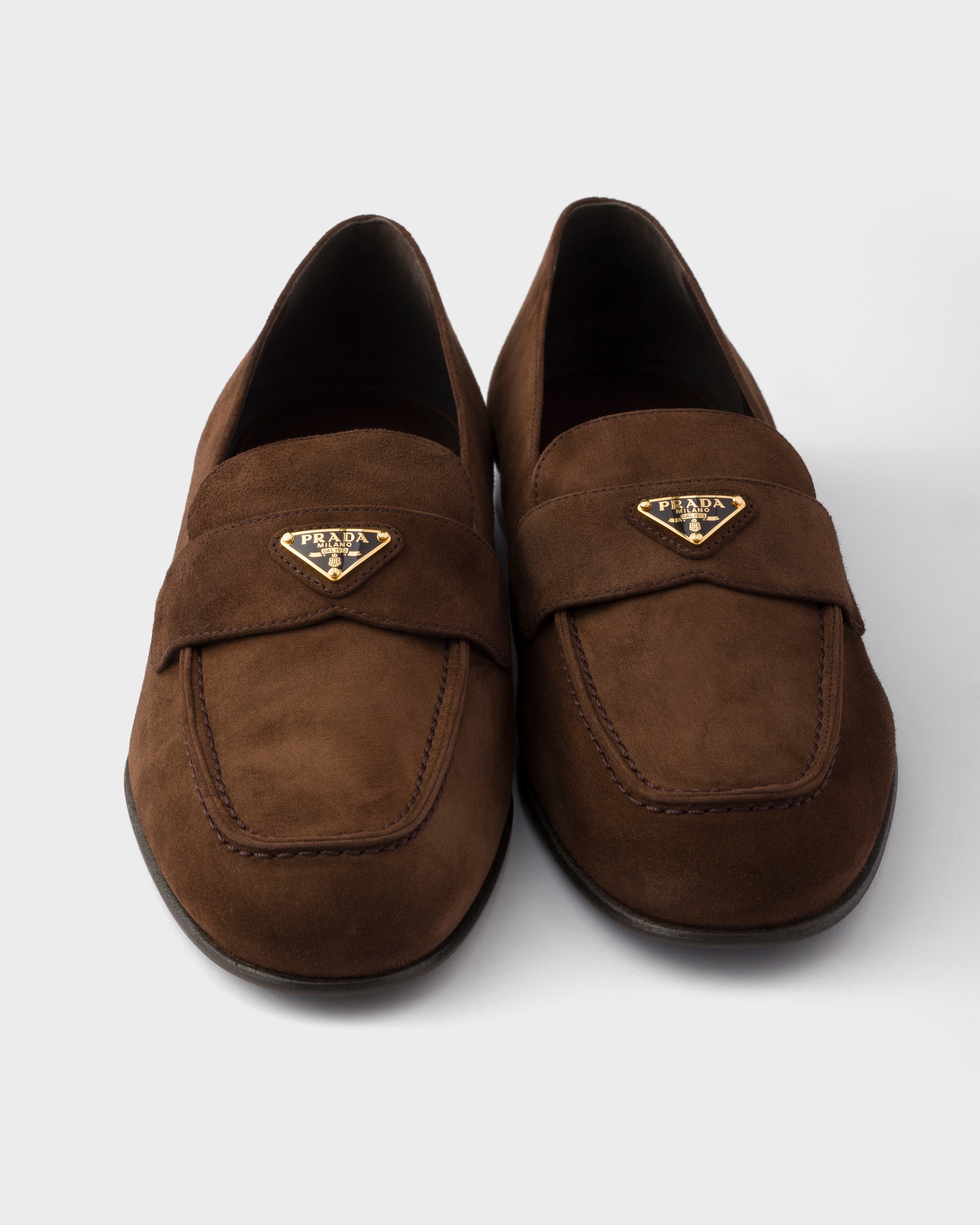 Dark Brown Suede Loafers | PRADA - United States