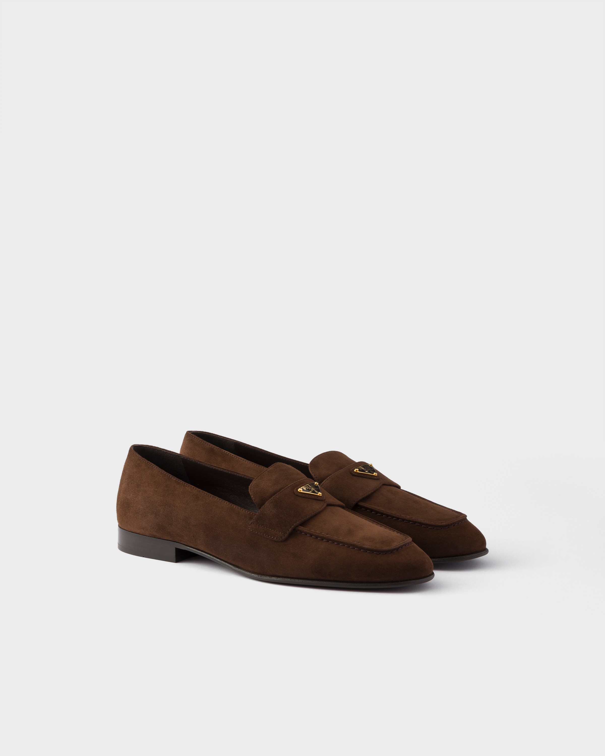 Dark Brown Suede Loafers | PRADA - United States