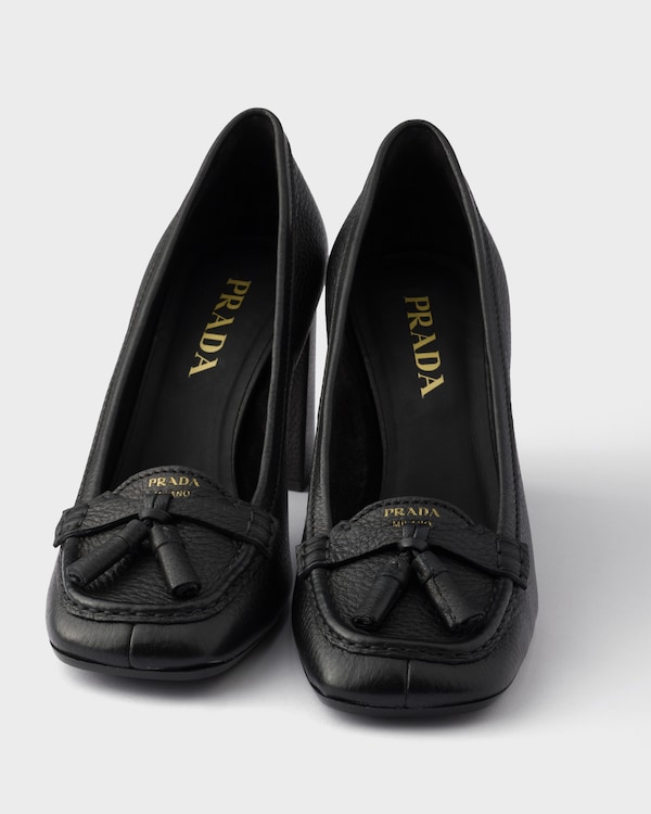 Leather heeled loafers - Black Leather heeled loafers - Black