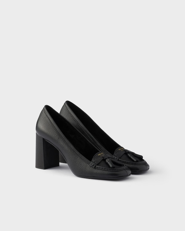 Leather heeled loafers - Black Leather heeled loafers - Black