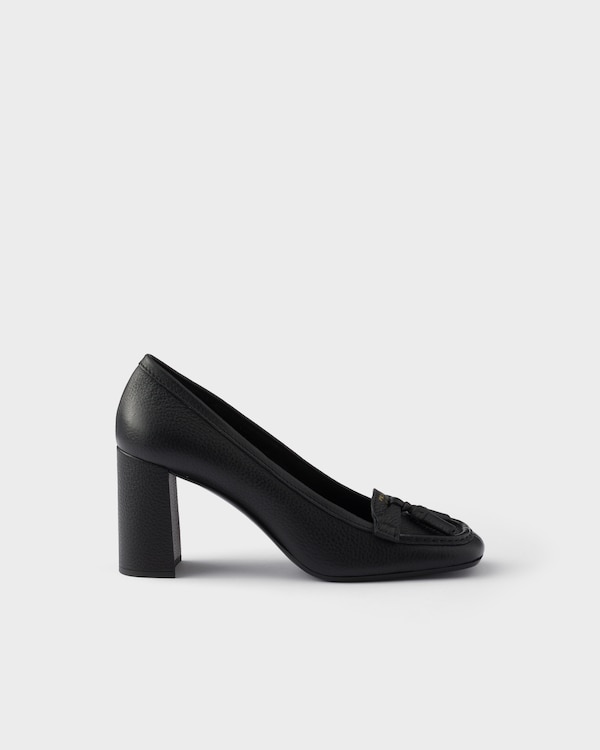 Leather heeled loafers - Black Leather heeled loafers - Black