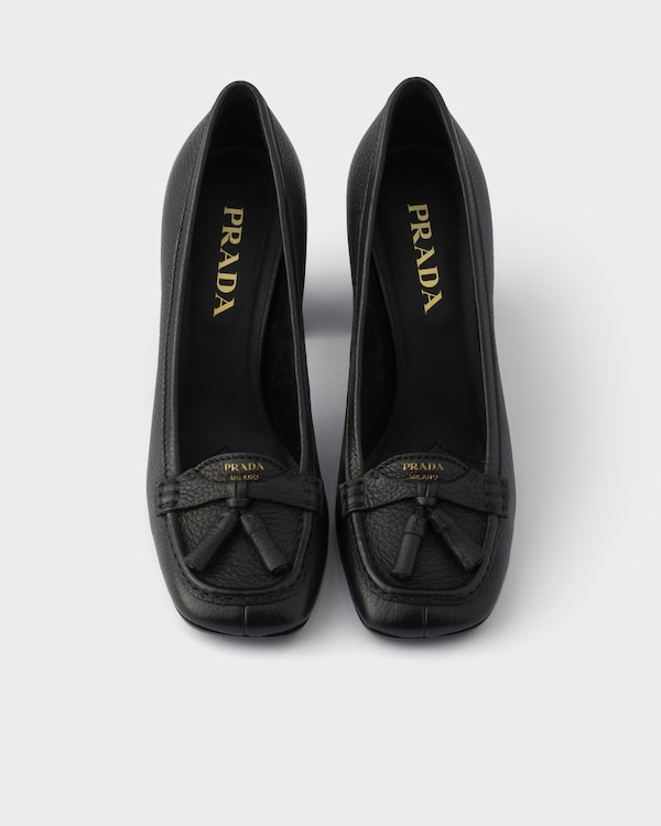 Leather heeled loafers - Black Leather heeled loafers - Black