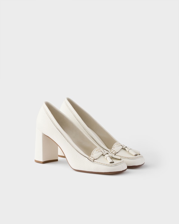 Leather heeled loafers - Chalk White Leather heeled loafers - Chalk White