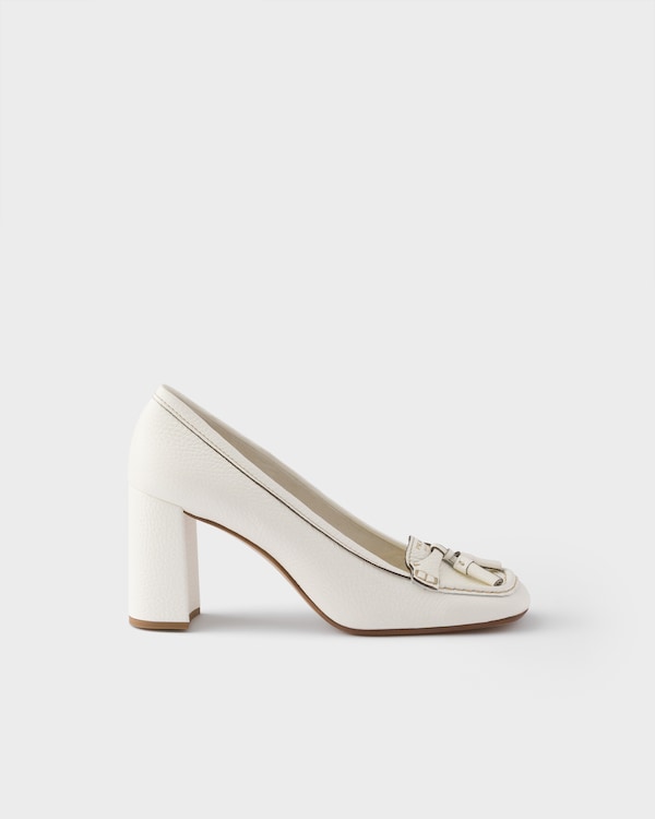 Leather heeled loafers - Chalk White Leather heeled loafers - Chalk White
