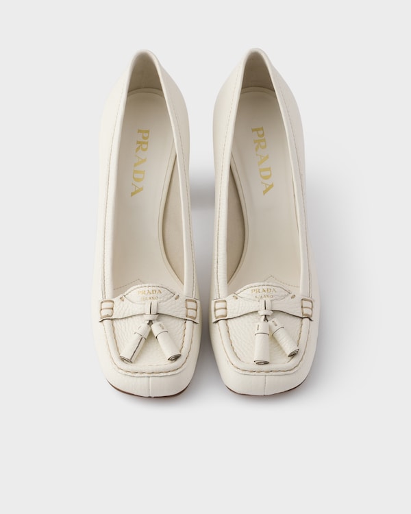 Leather heeled loafers - Chalk White Leather heeled loafers - Chalk White