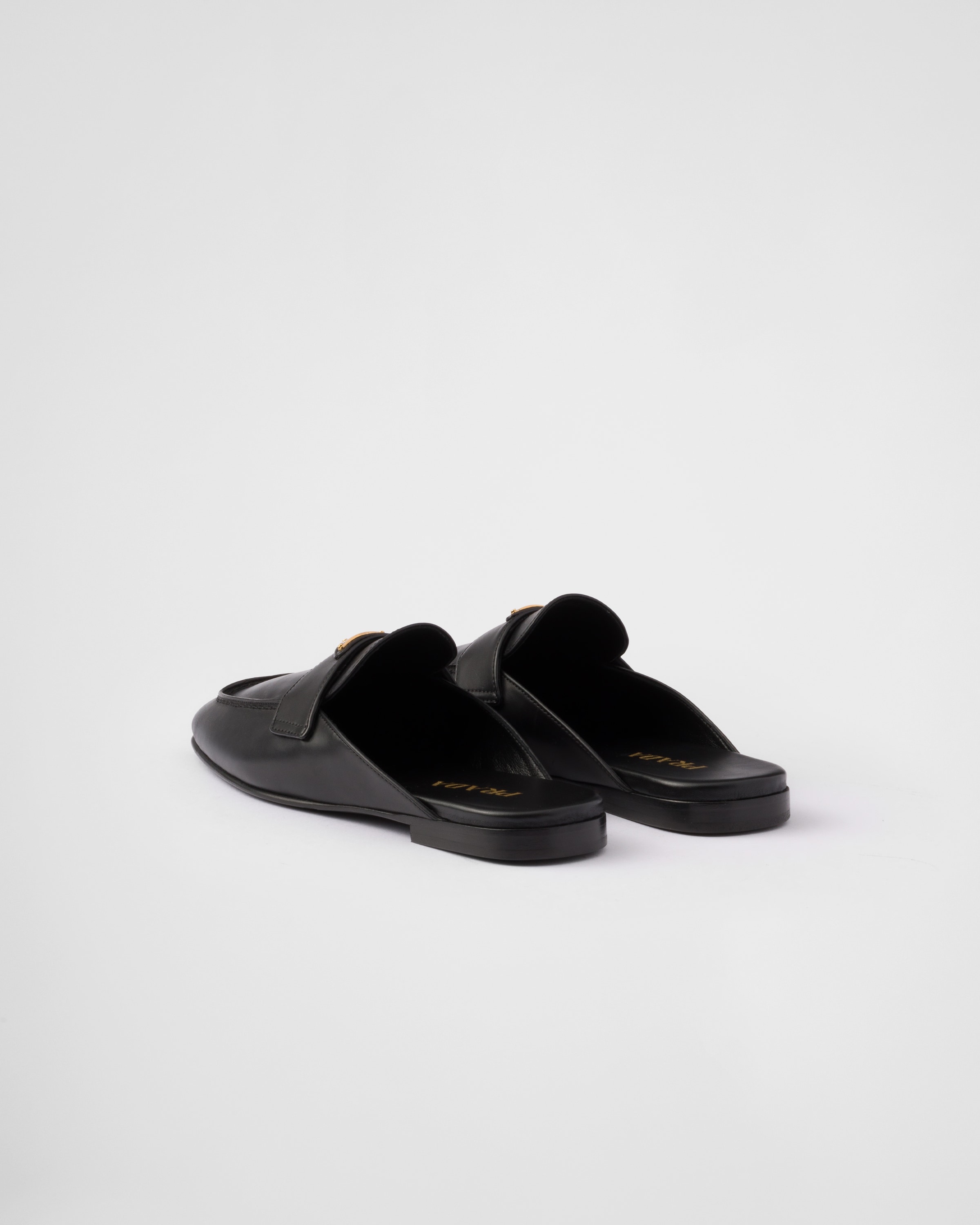 Black Leather Slippers PRADA