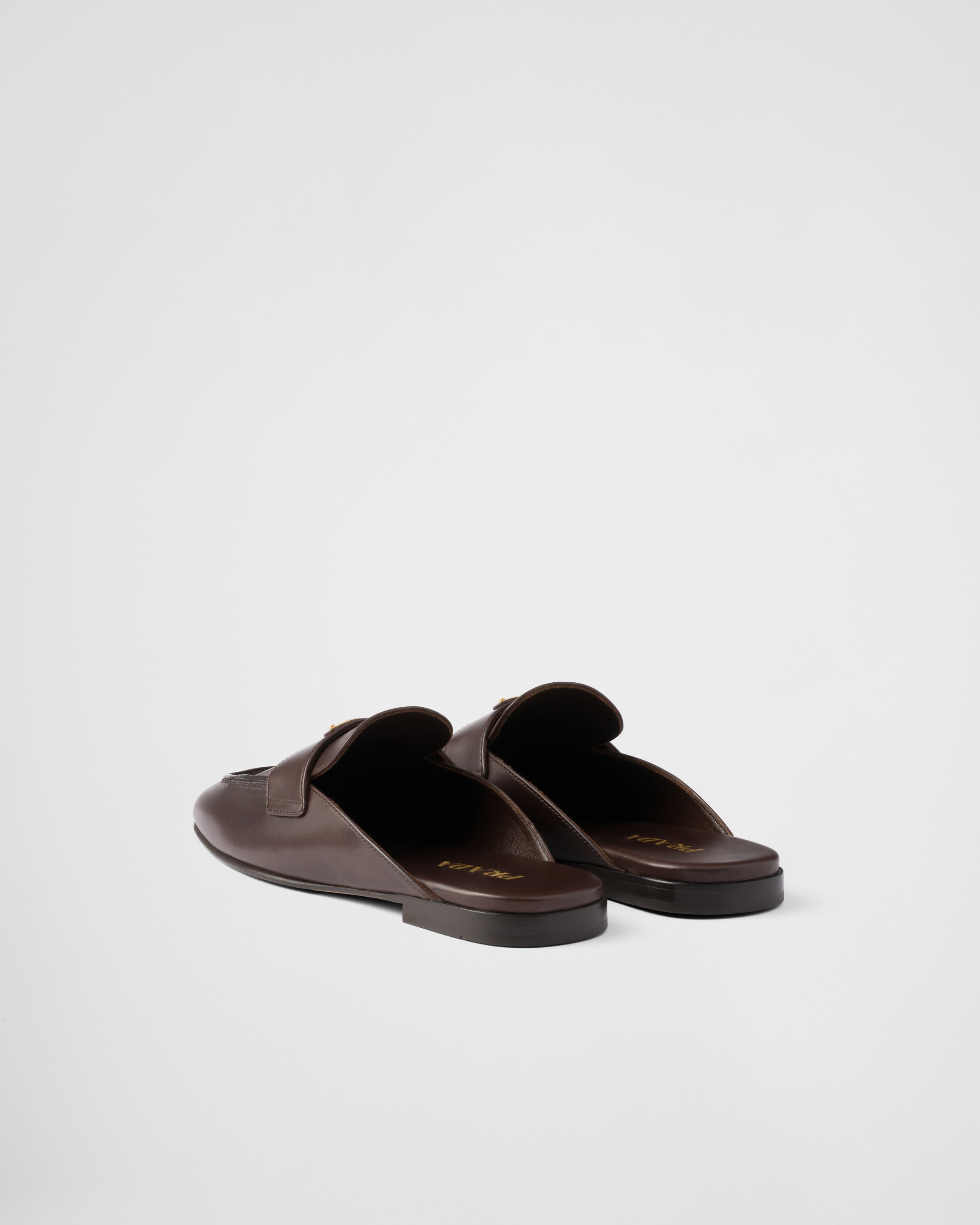 Prada Slipper Aus Leder In Dunkelbraun