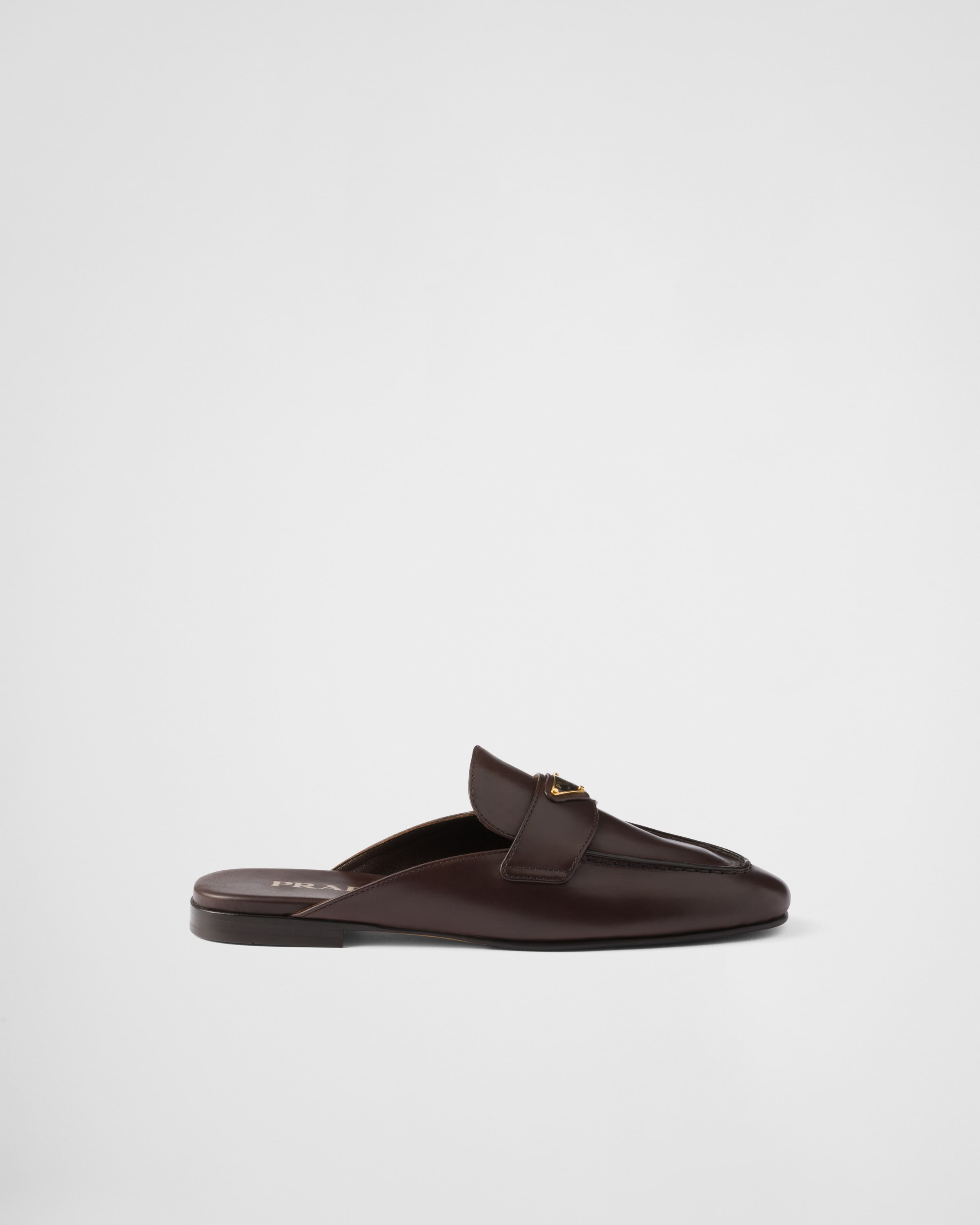 Prada Slipper Aus Leder In Dunkelbraun