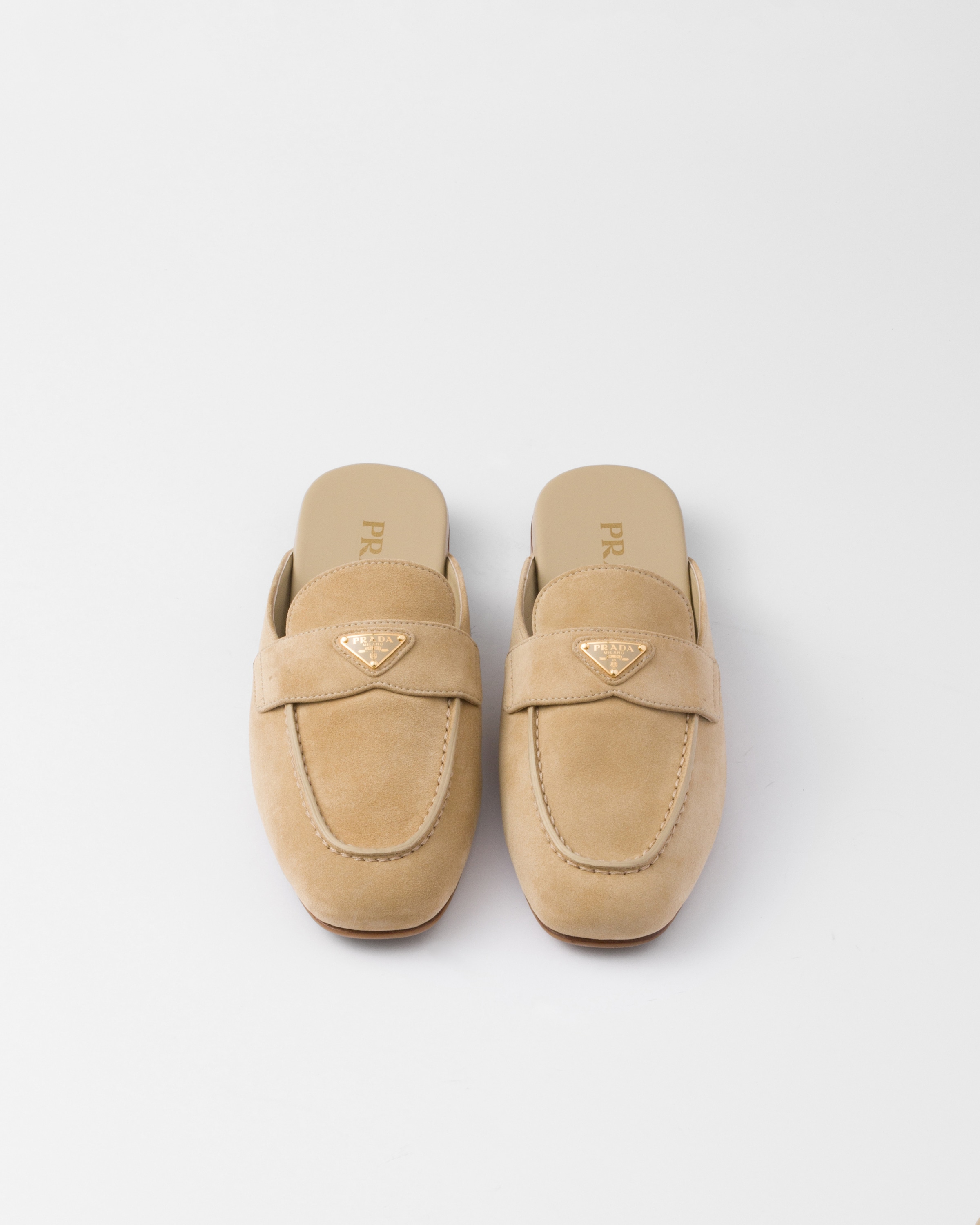 【関税&送料込】Prada Sand Suede Slippers Ecru Suede Slippers | PRADA