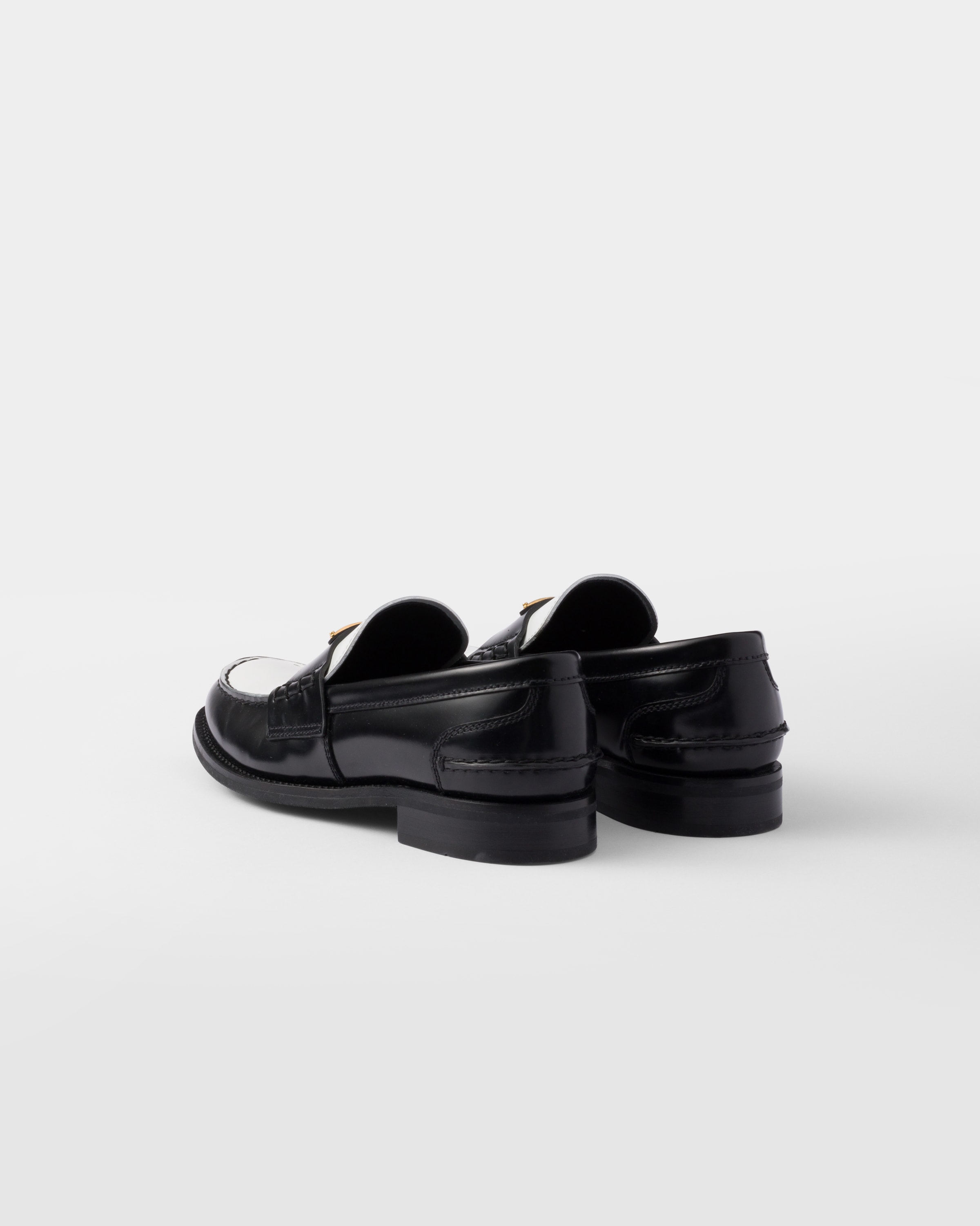 Black/White Two-tone brushed leather loafers | PRADA