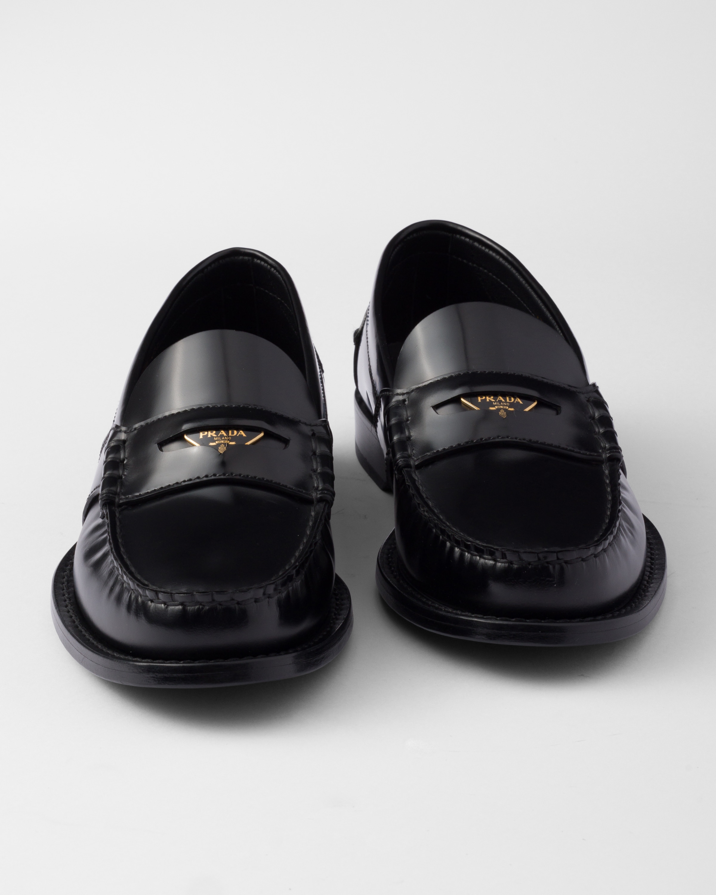 Black Brushed leather loafers | PRADA