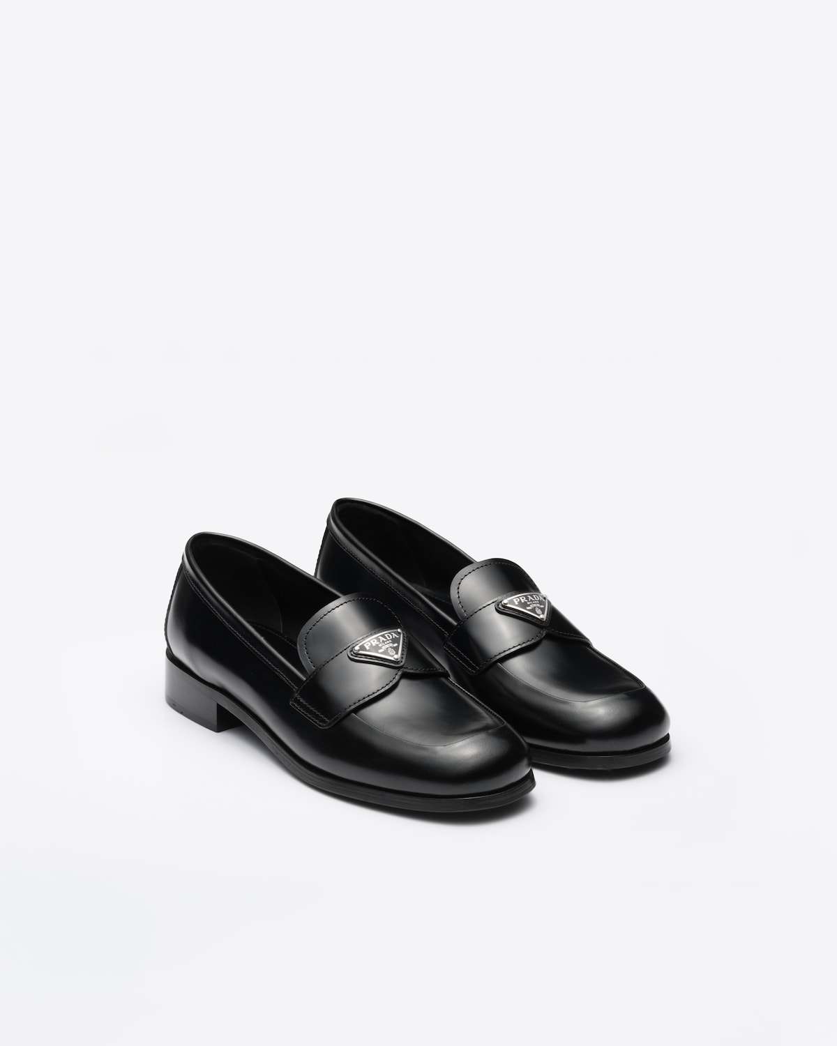 Black Brushed Leather Loafers PRADA