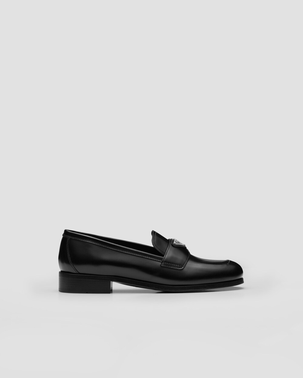 Prada Brushed Leather Loafers, Women, Black, Size 37.5
