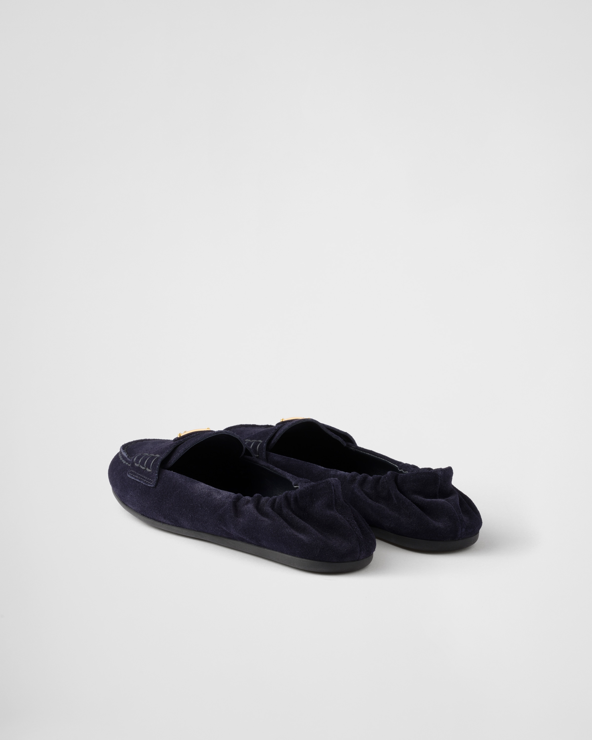 Prada Round-head Flat Shoes In Navy