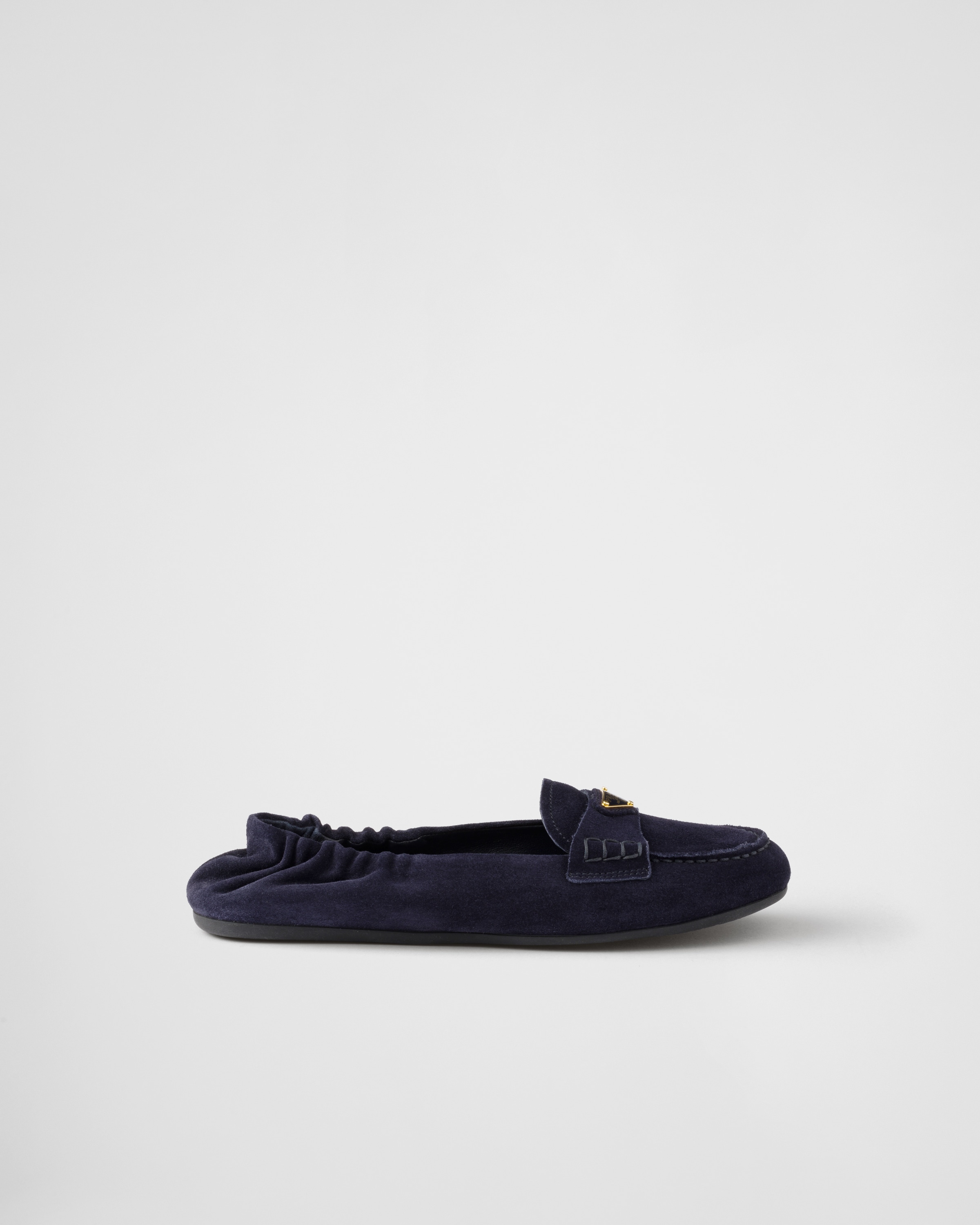 Prada Round-head Flat Shoes In Navy