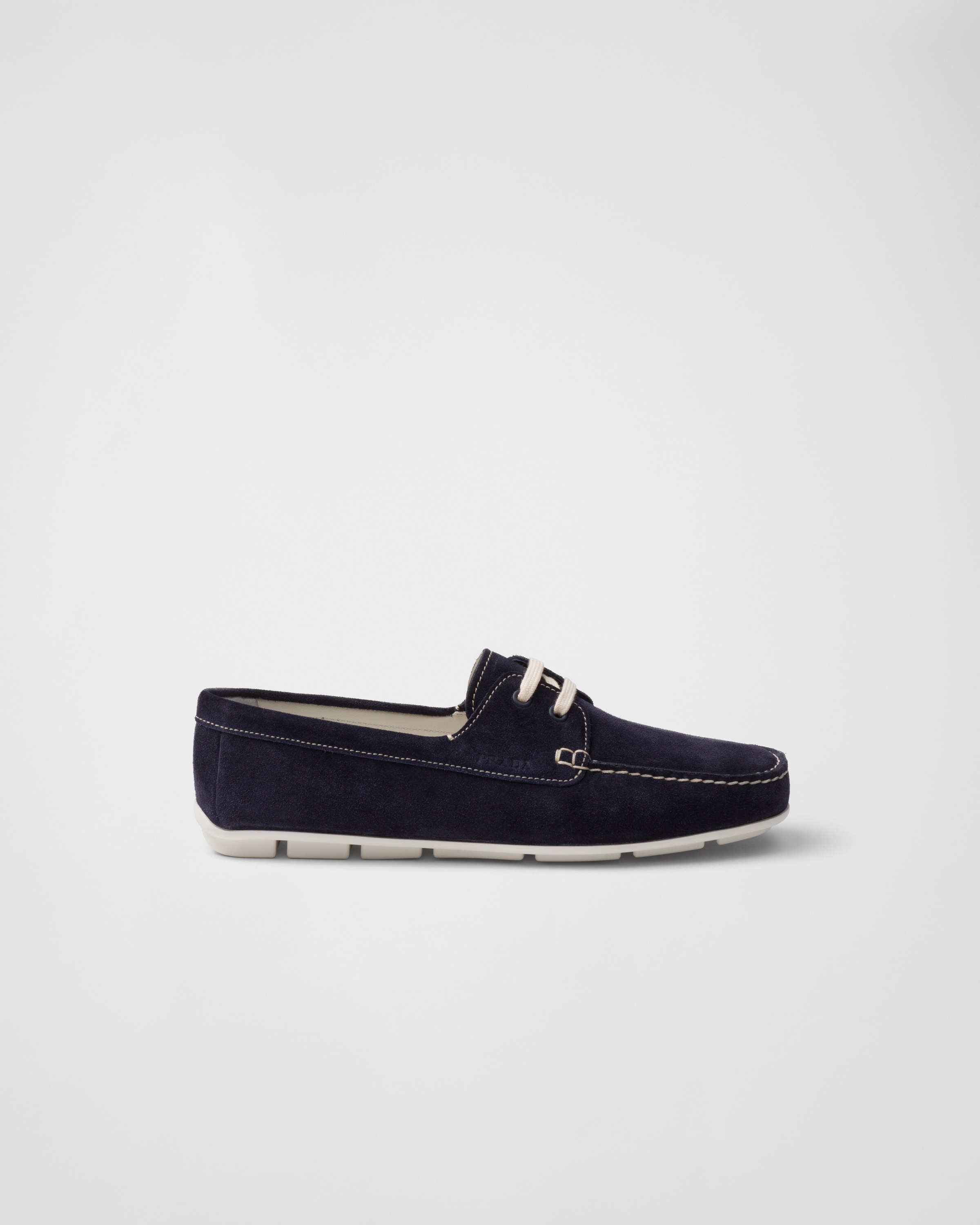 Shop Prada Suede Driving Shoes In Navy