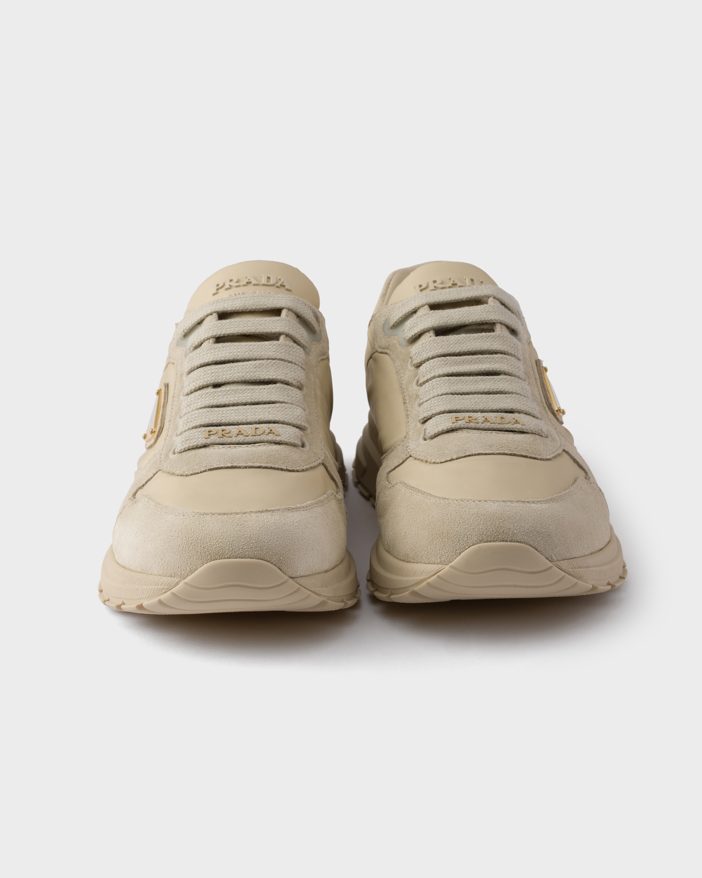 Desert Beige Prax 2.0 Re-Nylon and suede sneakers | PRADA - United