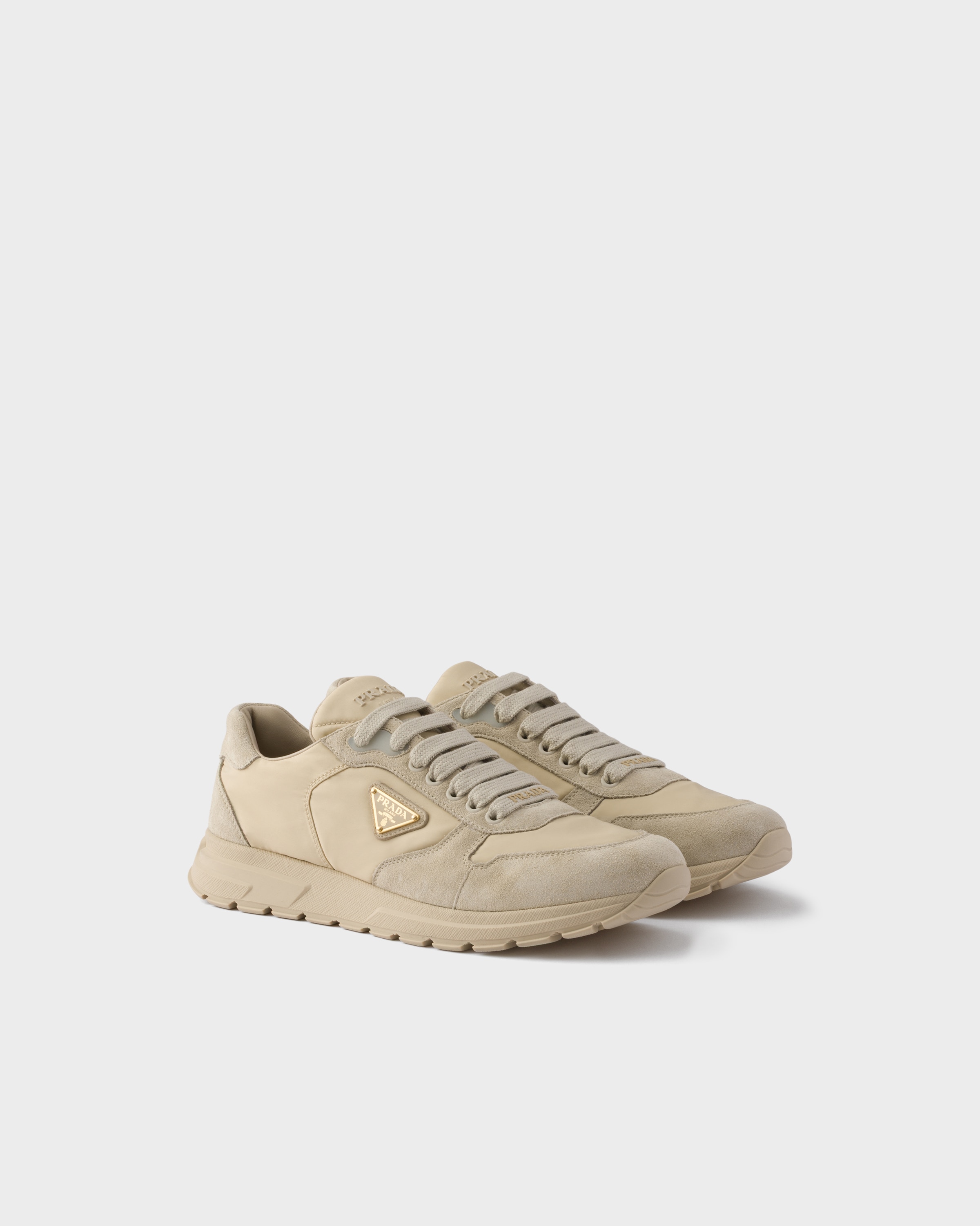 Desert Beige Prax 2.0 Re-nylon And Suede Sneakers | PRADA