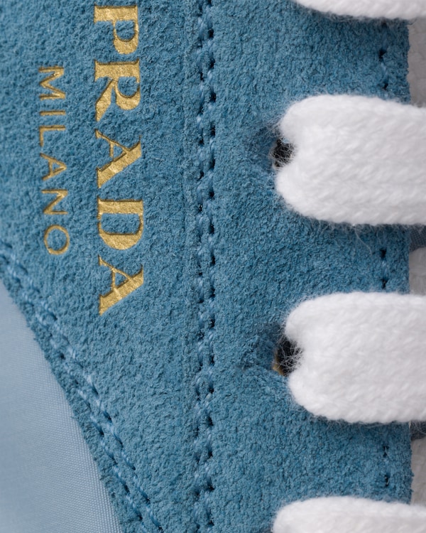 Re-Nylon and suede laced sneakers - Astral Blue Re-Nylon and suede laced sneakers - Astral Blue