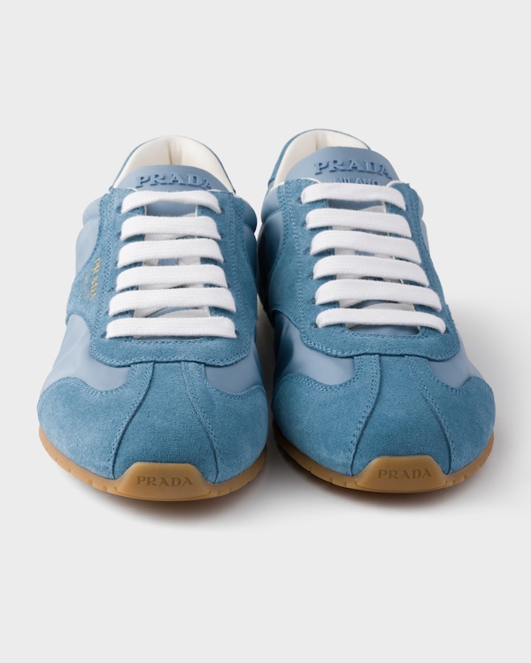 Re-Nylon and suede laced sneakers - Astral Blue Re-Nylon and suede laced sneakers - Astral Blue