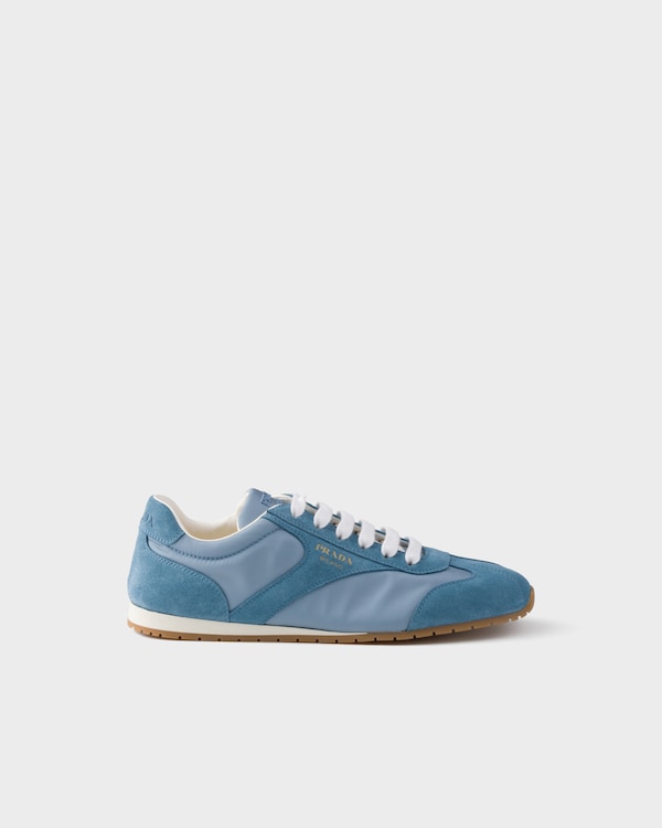 Re-Nylon and suede laced sneakers - Astral Blue Re-Nylon and suede laced sneakers - Astral Blue