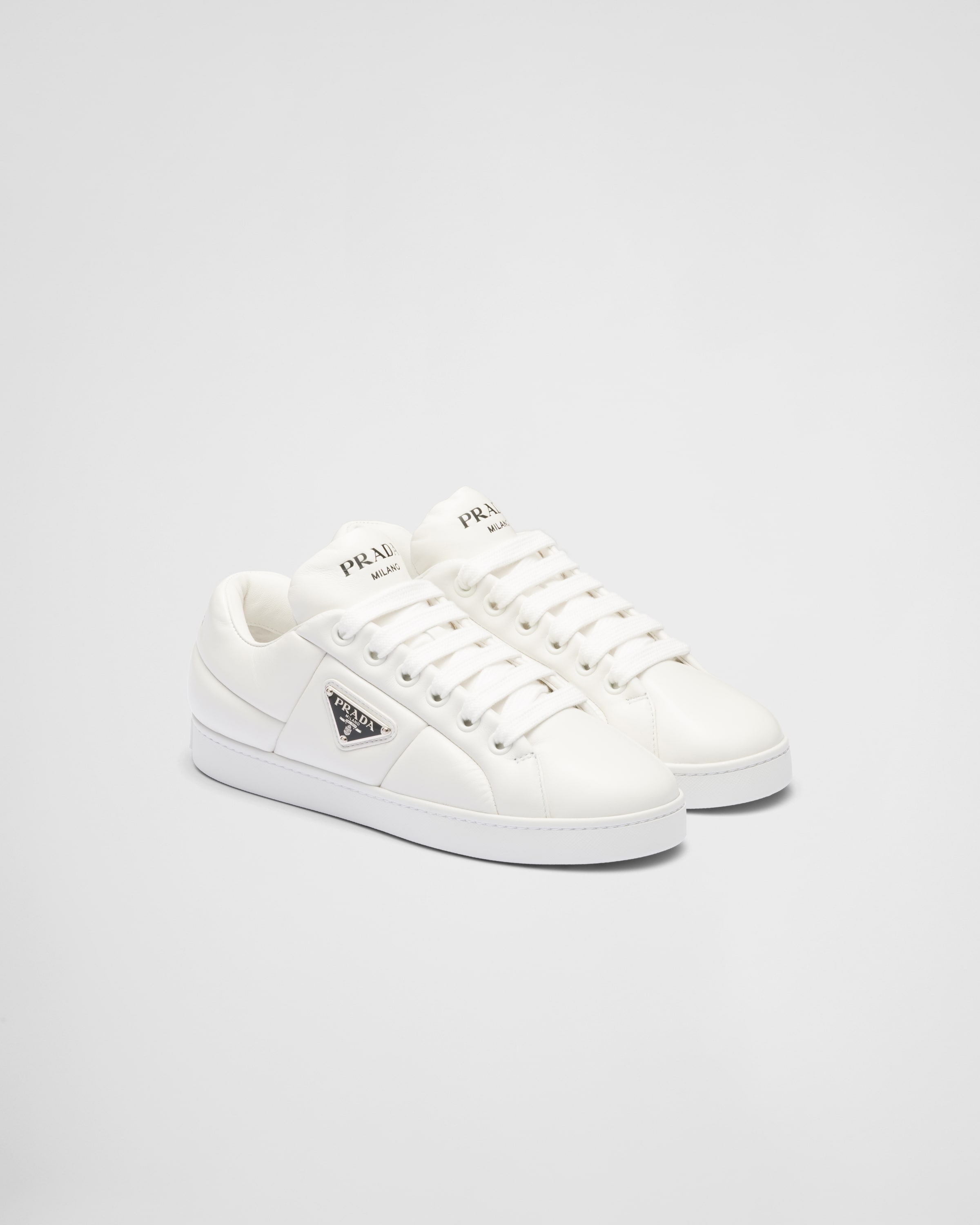 Prada Lane Leather Low-top Sneakers In White