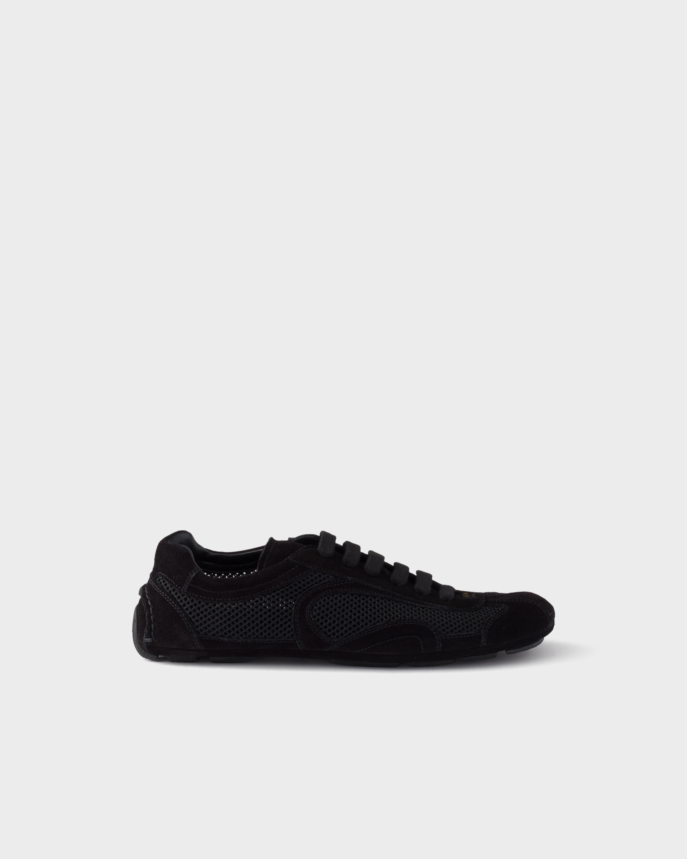 Prada Montecarlo Re-edition 2005 Suede And Mesh Sneakers In Black