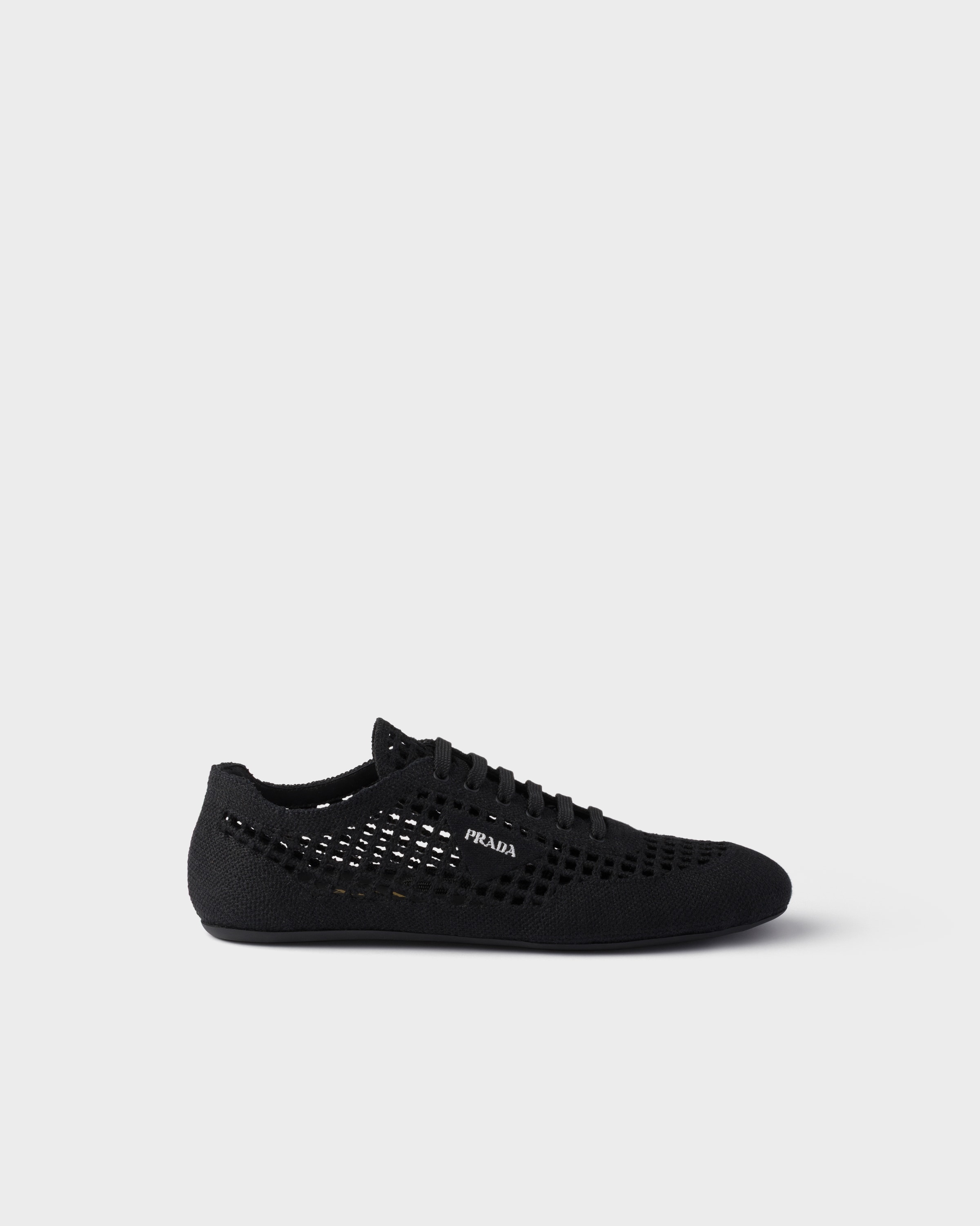 Black Collapse crochet laced sneakers | PRADA - United States