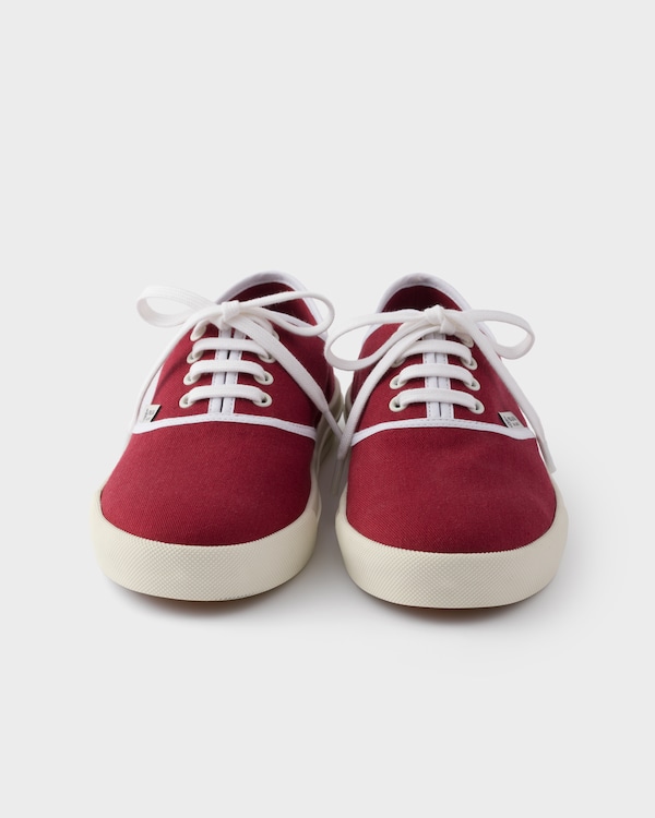 Drill fabric laced sneakers - Burgundy Drill fabric laced sneakers - Burgundy