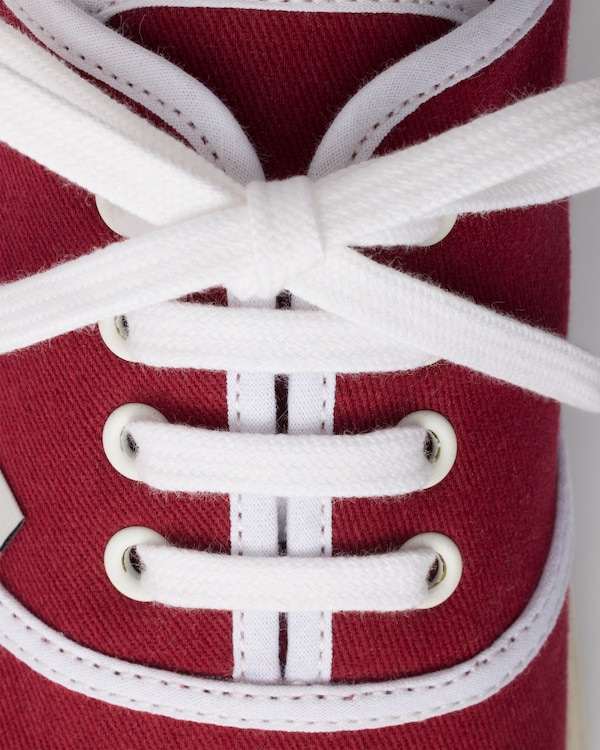 Drill fabric laced sneakers - Burgundy Drill fabric laced sneakers - Burgundy