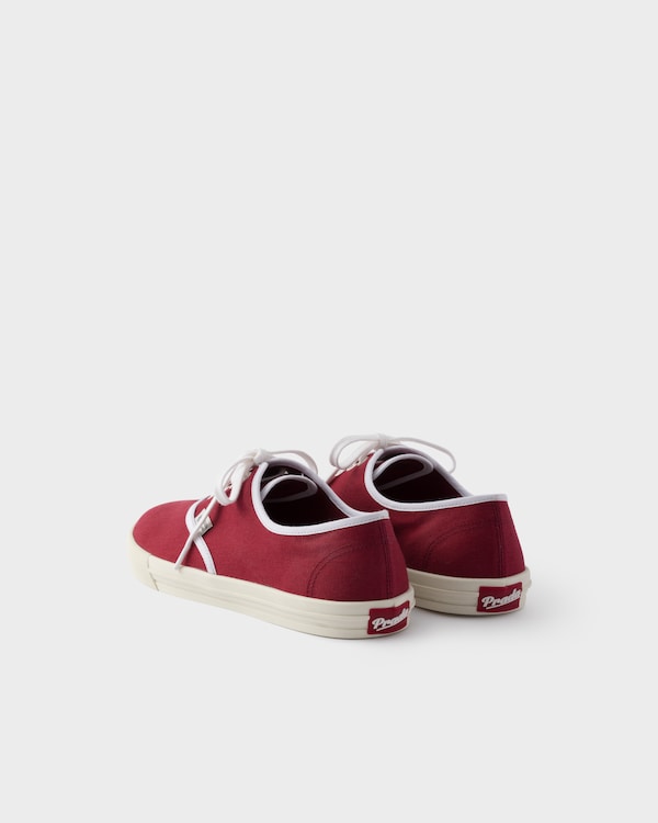 Drill fabric laced sneakers - Burgundy Drill fabric laced sneakers - Burgundy