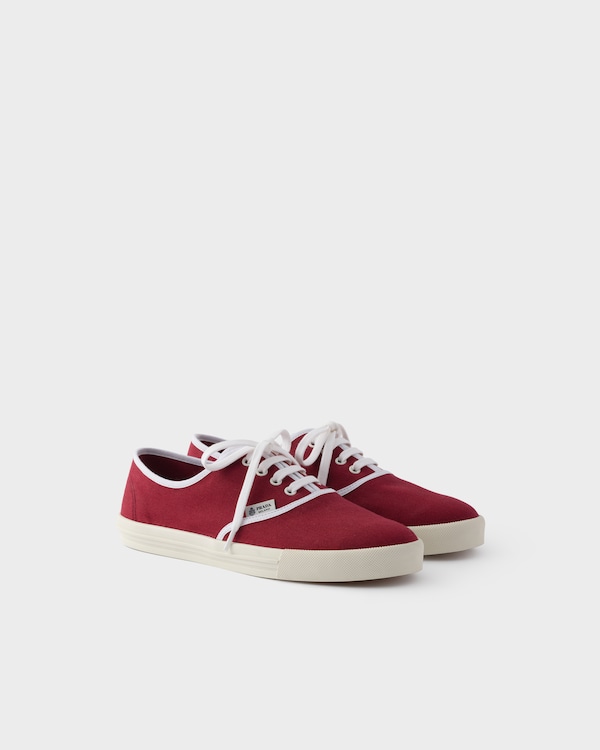 Drill fabric laced sneakers - Burgundy Drill fabric laced sneakers - Burgundy