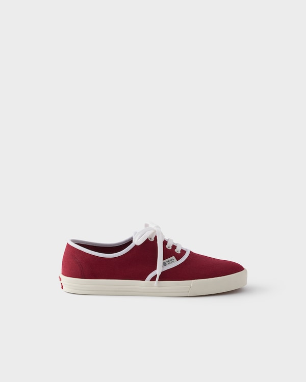 Drill fabric laced sneakers - Burgundy Drill fabric laced sneakers - Burgundy