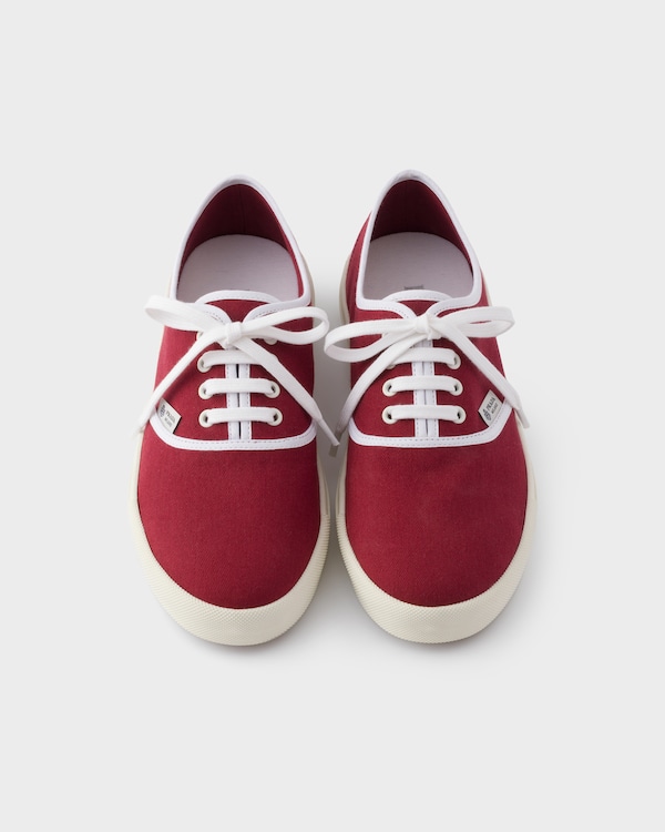 Drill fabric laced sneakers - Burgundy Drill fabric laced sneakers - Burgundy