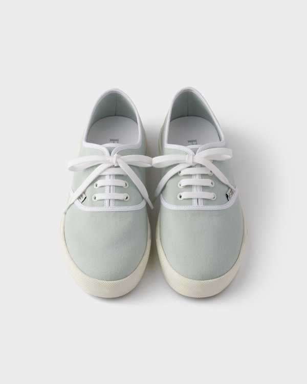 Drill fabric laced sneakers - Sky Blue Drill fabric laced sneakers - Sky Blue