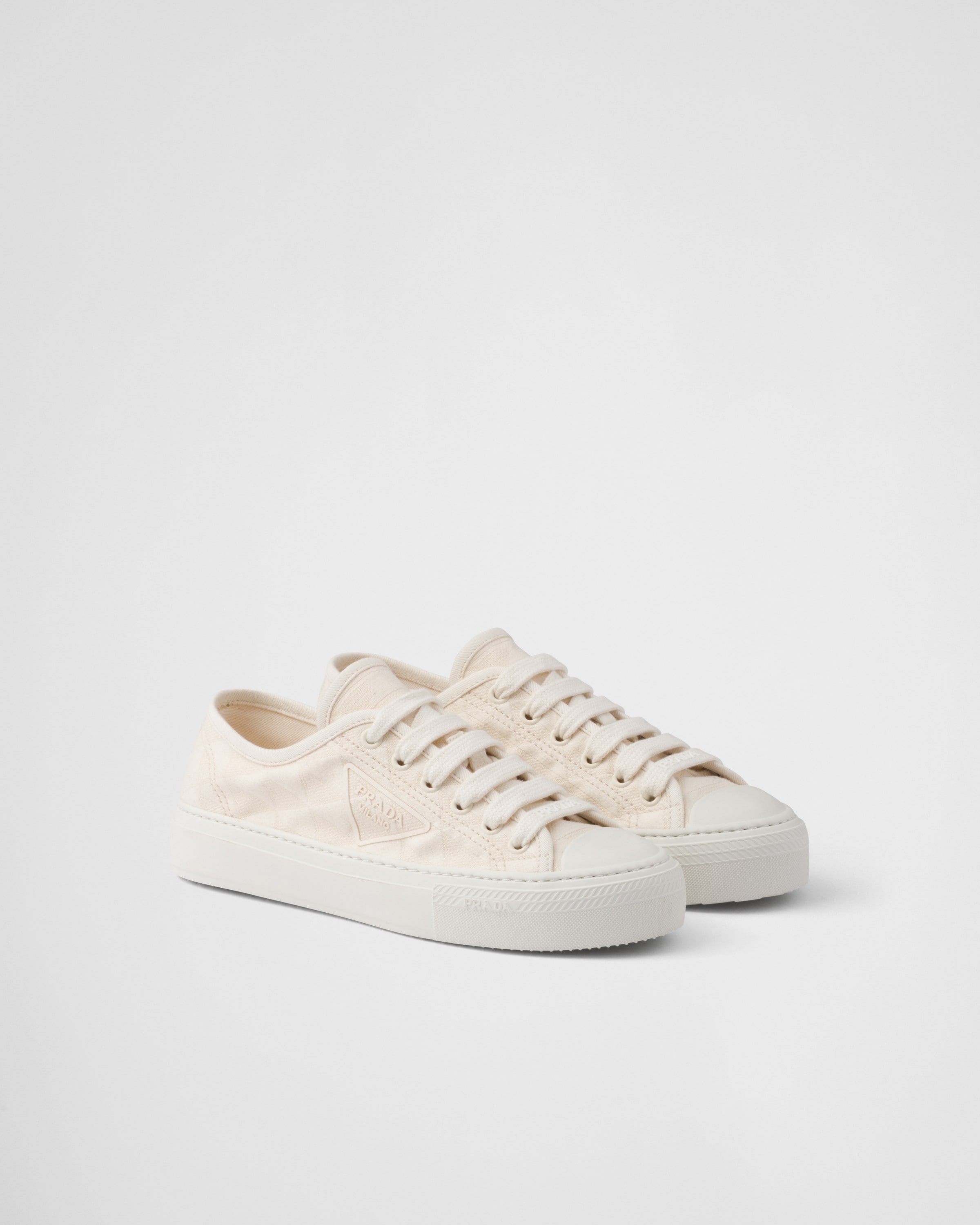 Prada Fabric Sneakers In Natural