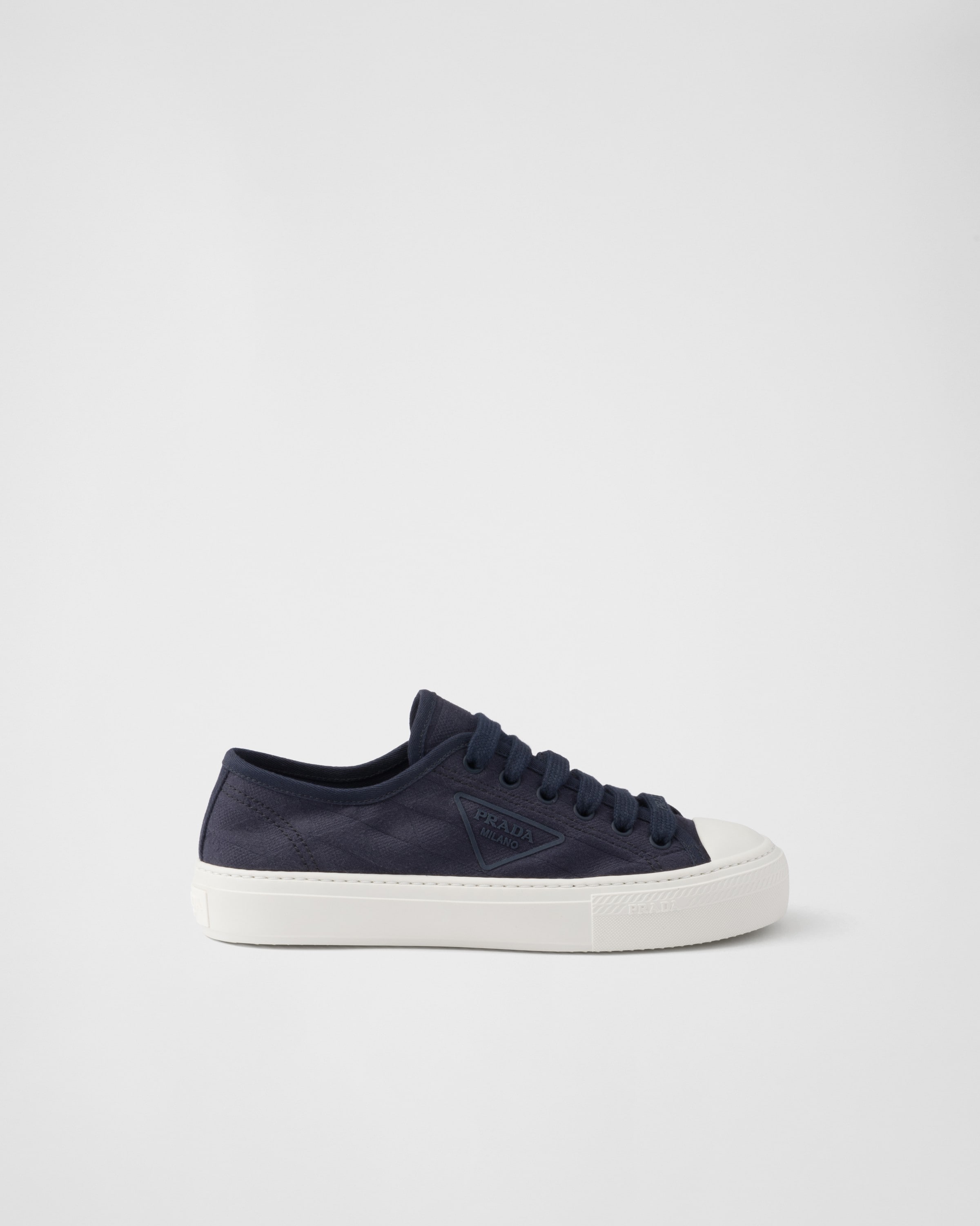 Shop Prada Fabric Sneakers In Baltic Blue