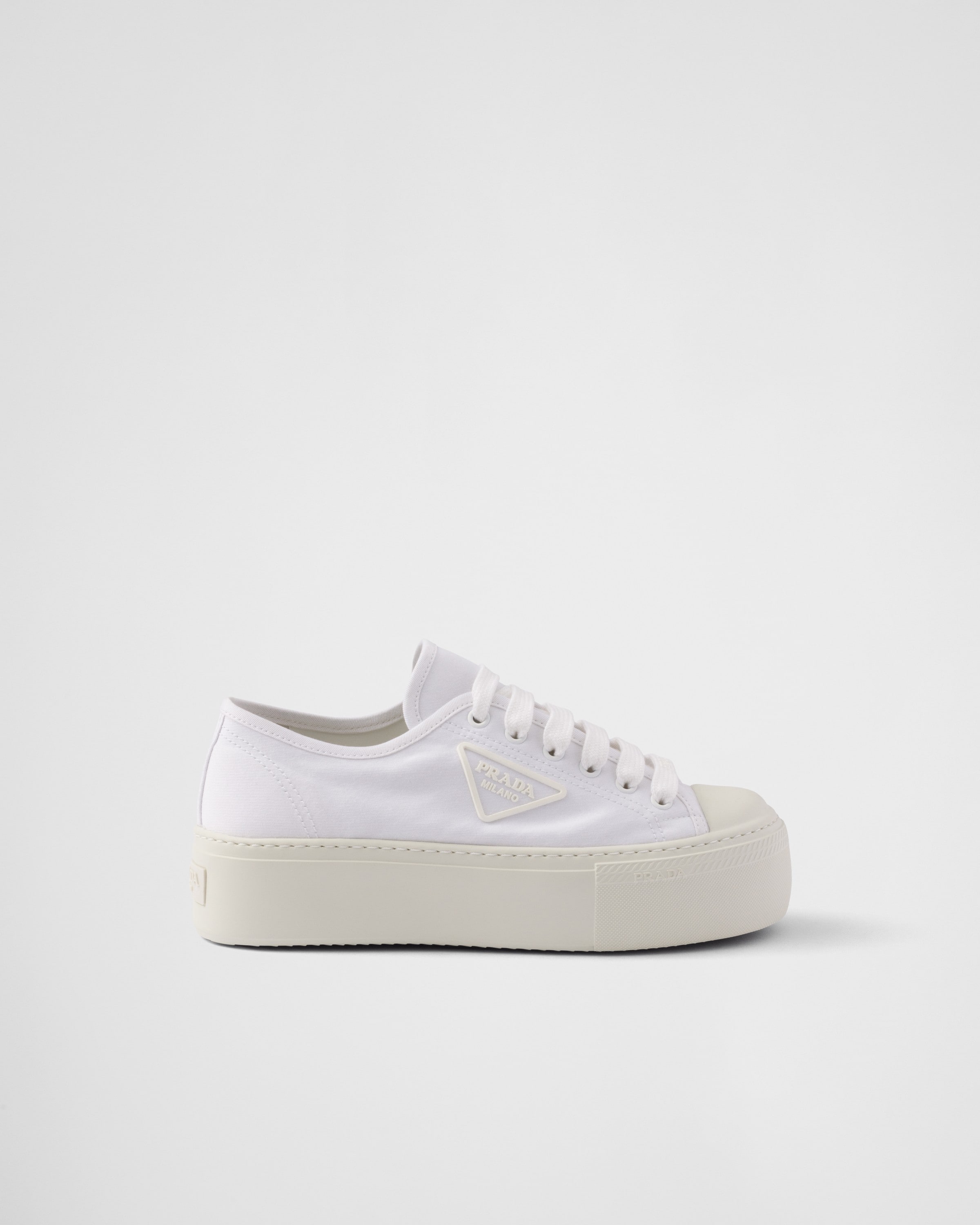 Prada Laced Fabric Sneakers In Weiss