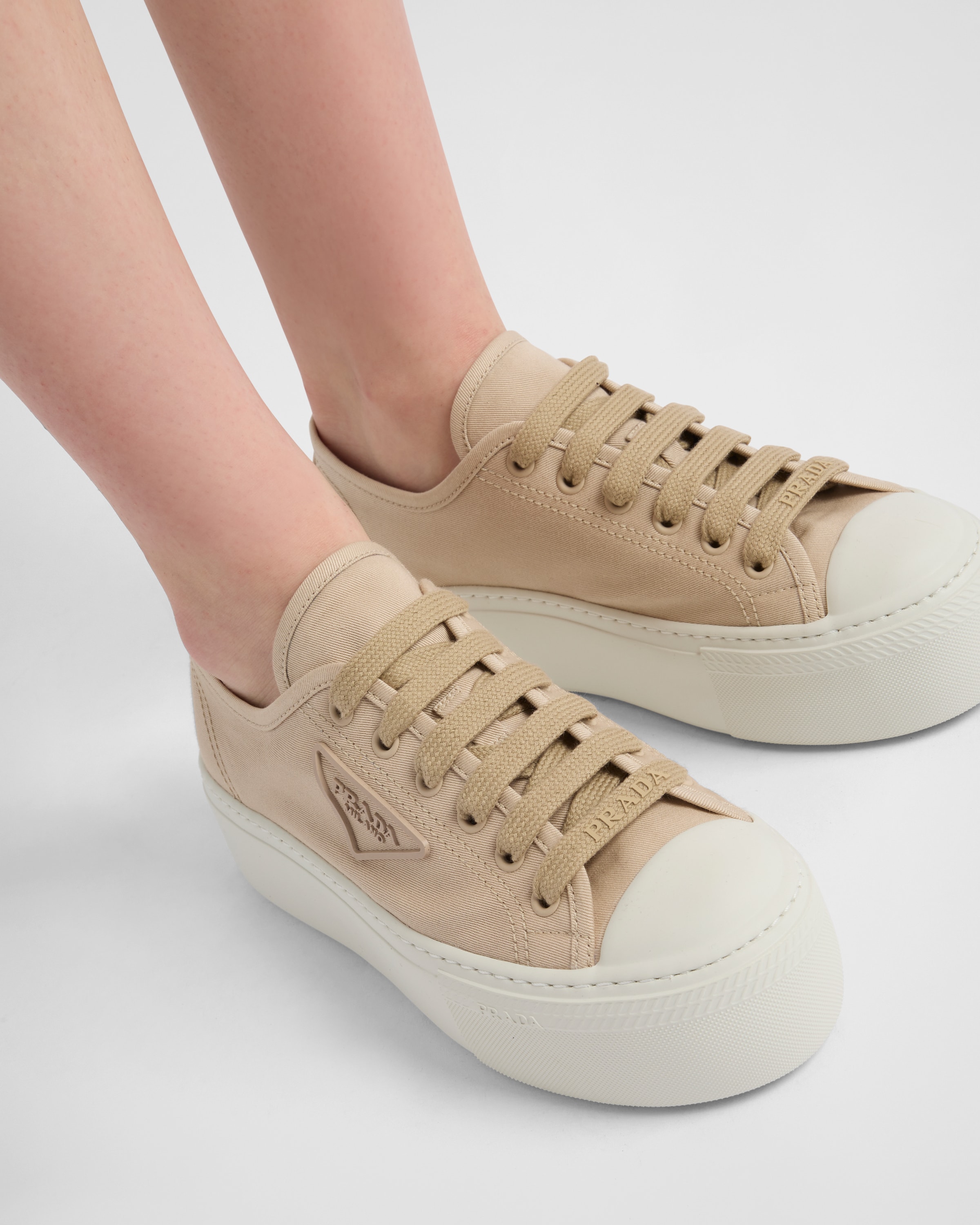 Prada Laced Fabric Sneakers In Kordel