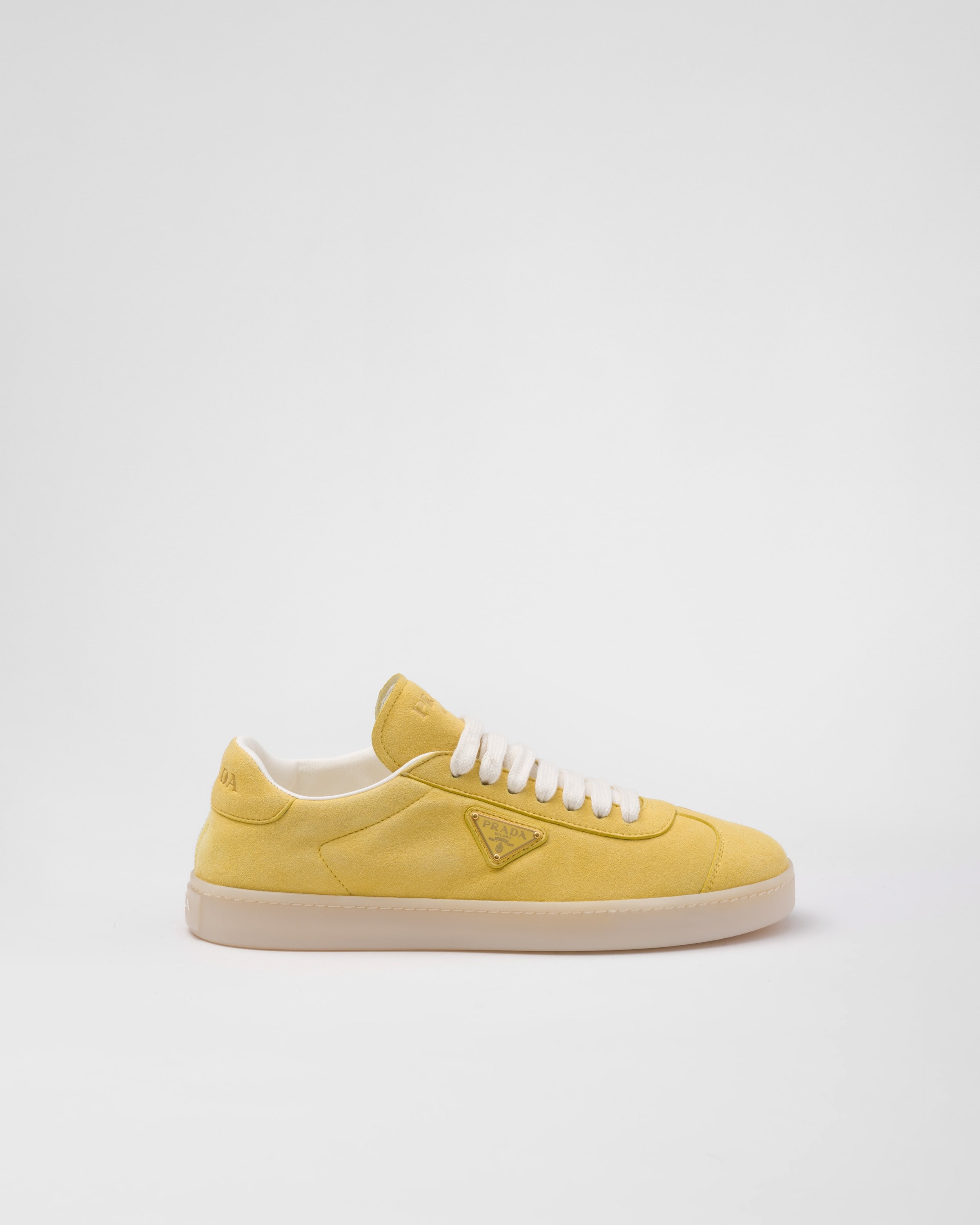 Shop Prada Suede Sneakers In Sunny Yellow