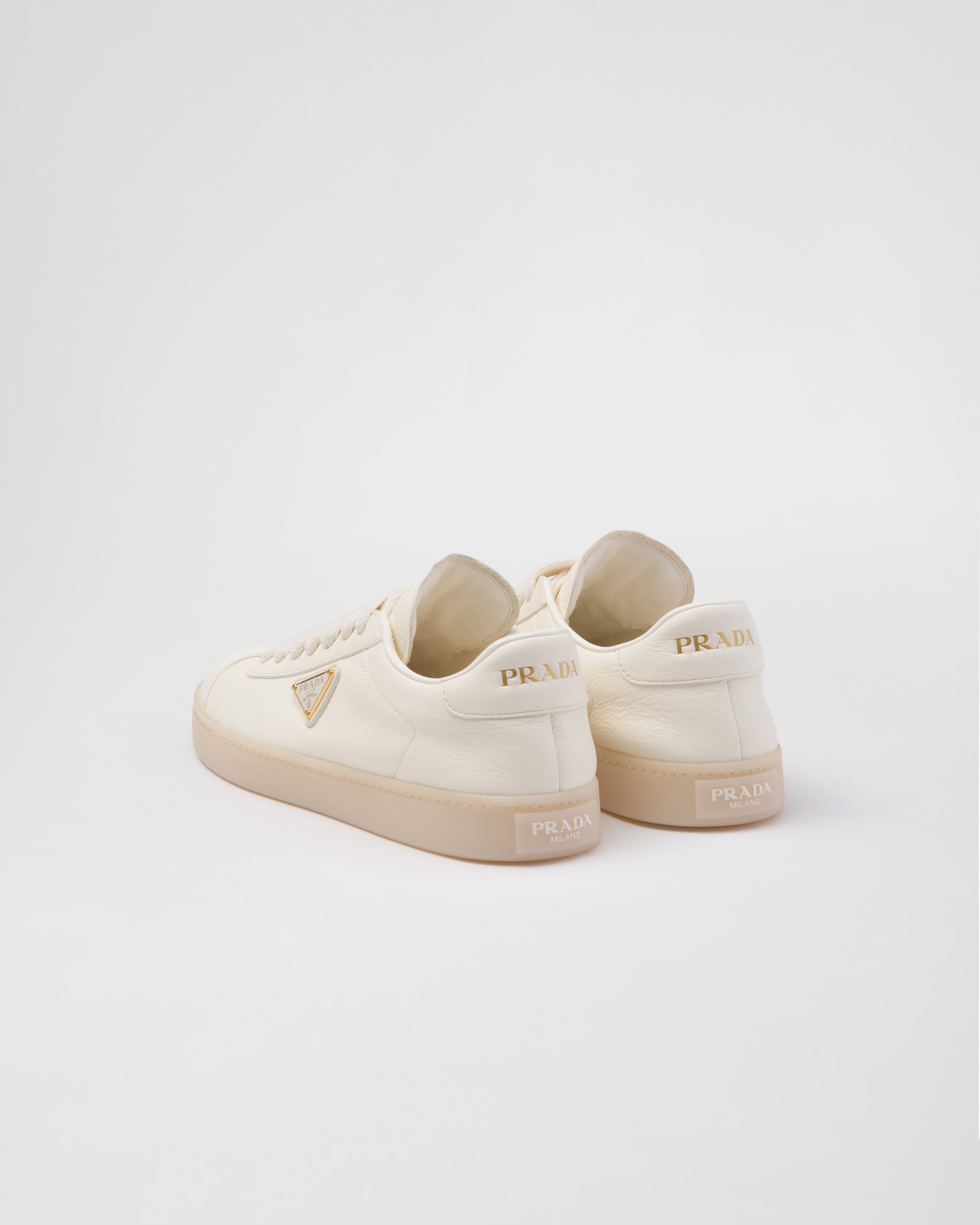 Prada leather and fabric sneakers new arrivals