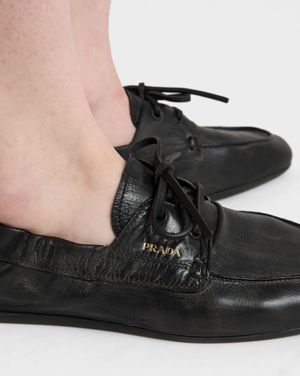 Shuffle antiqued leather boat shoes - Black Shuffle antiqued leather boat shoes - Black