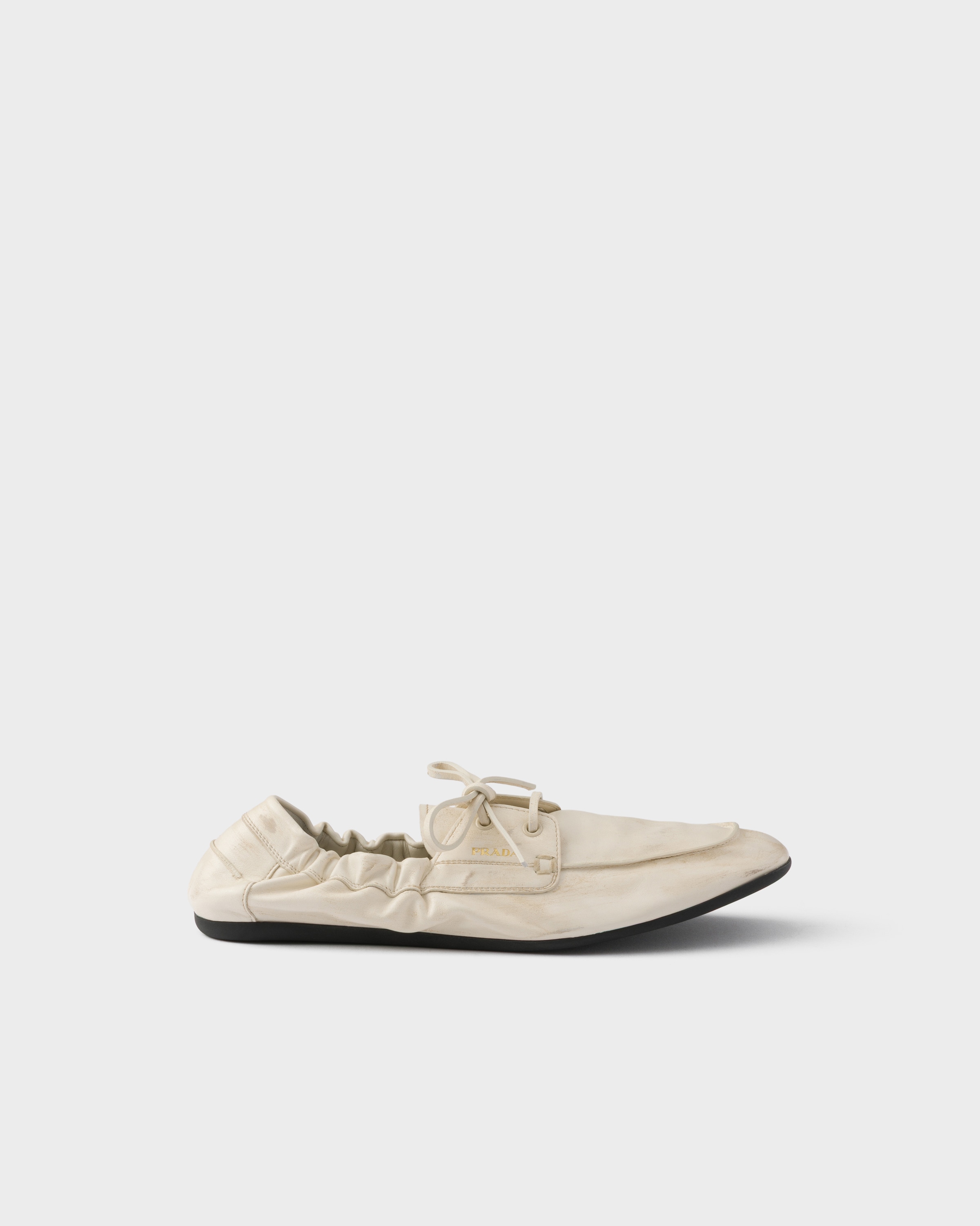 Prada Shuffle antiqued leather boat shoes