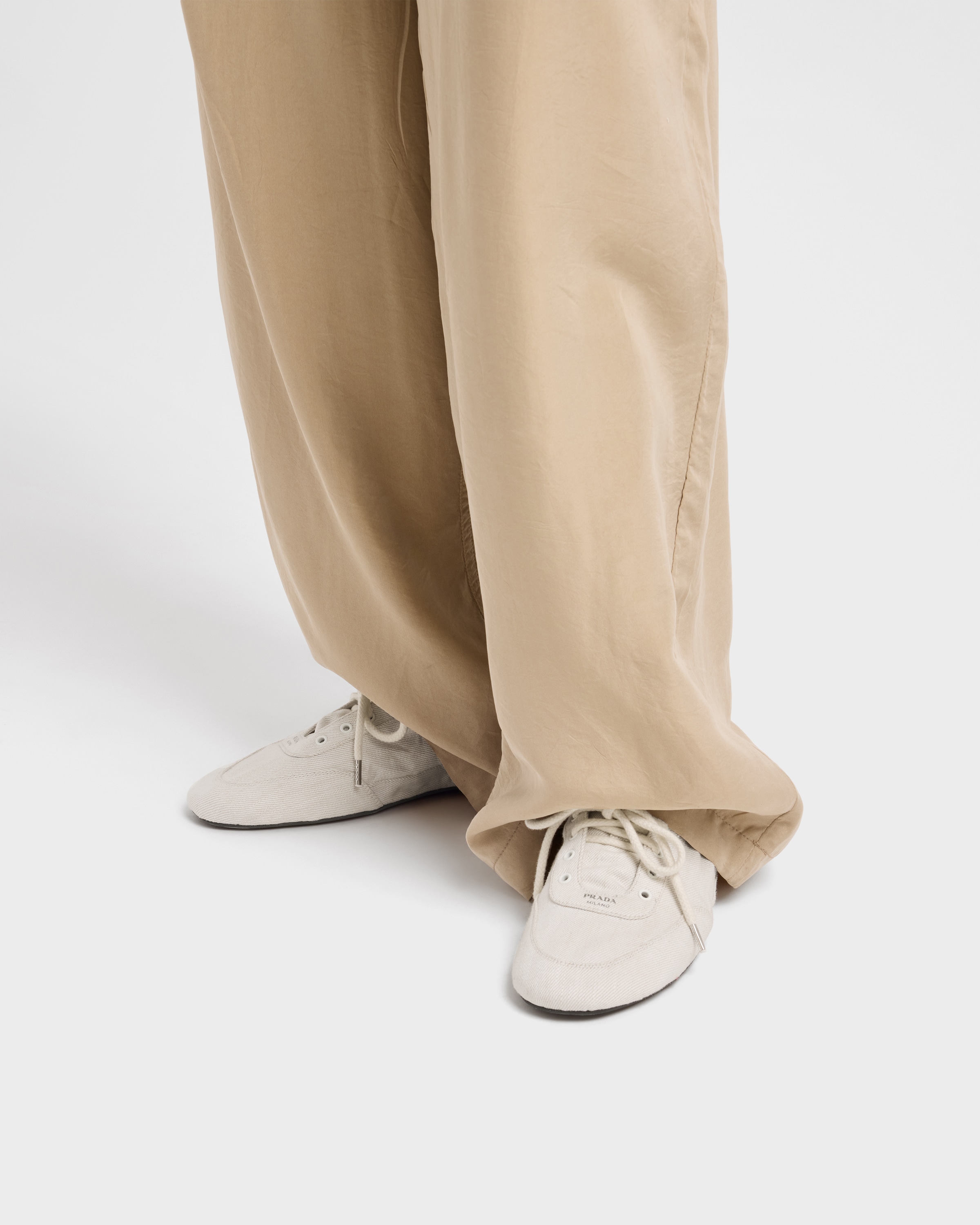 White Collapse denim sneakers | PRADA