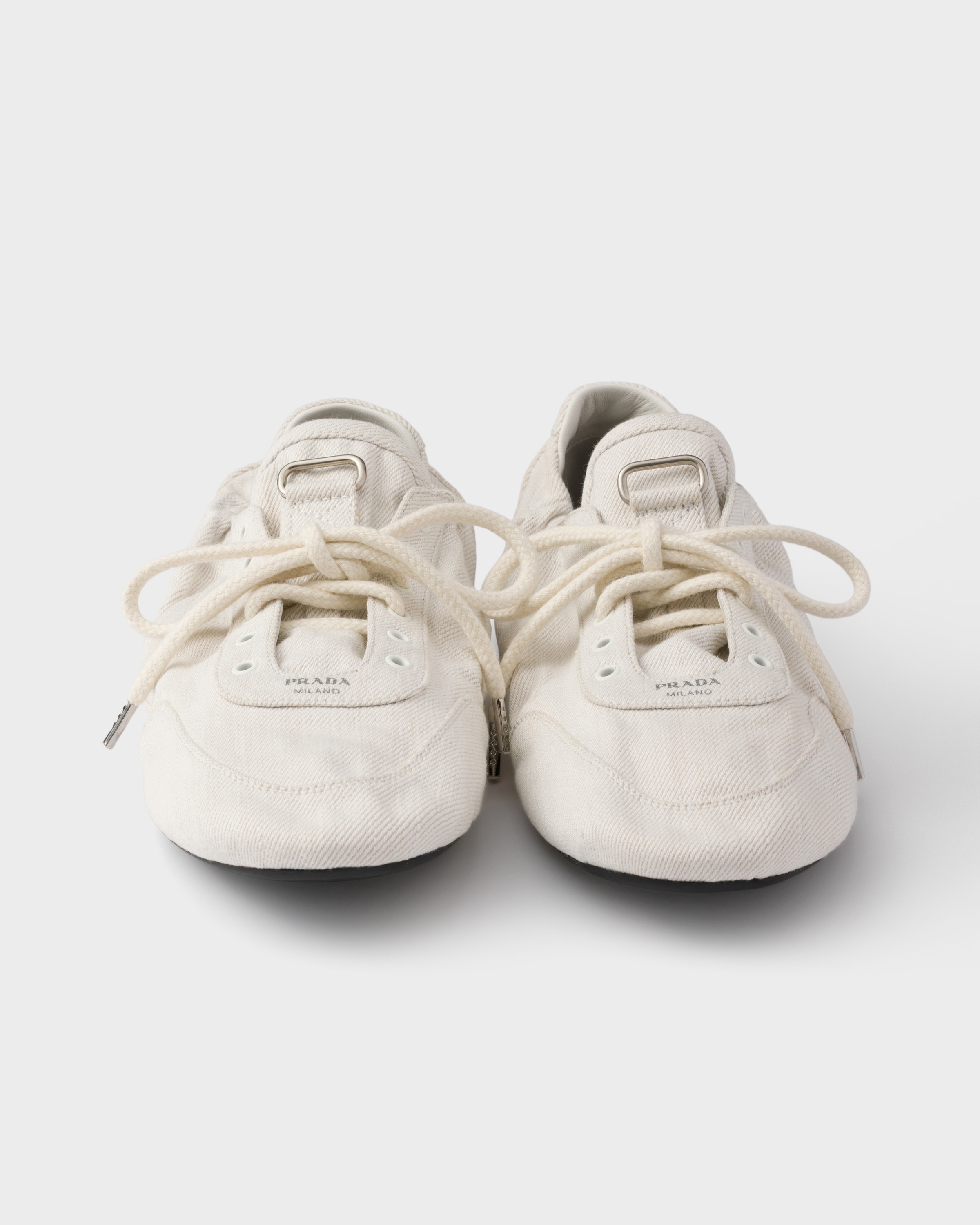 White Collapse denim sneakers | PRADA