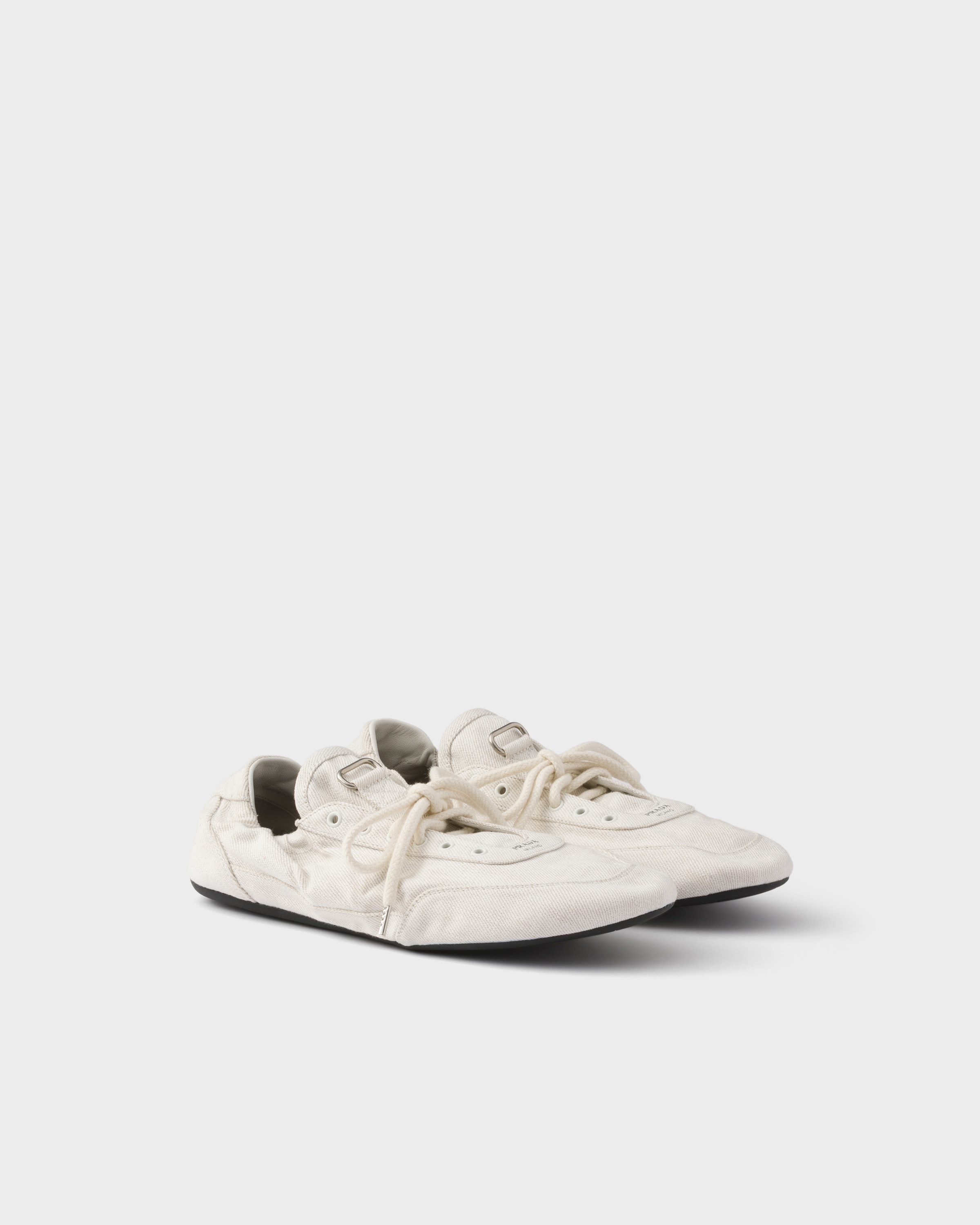 White Collapse denim sneakers | PRADA